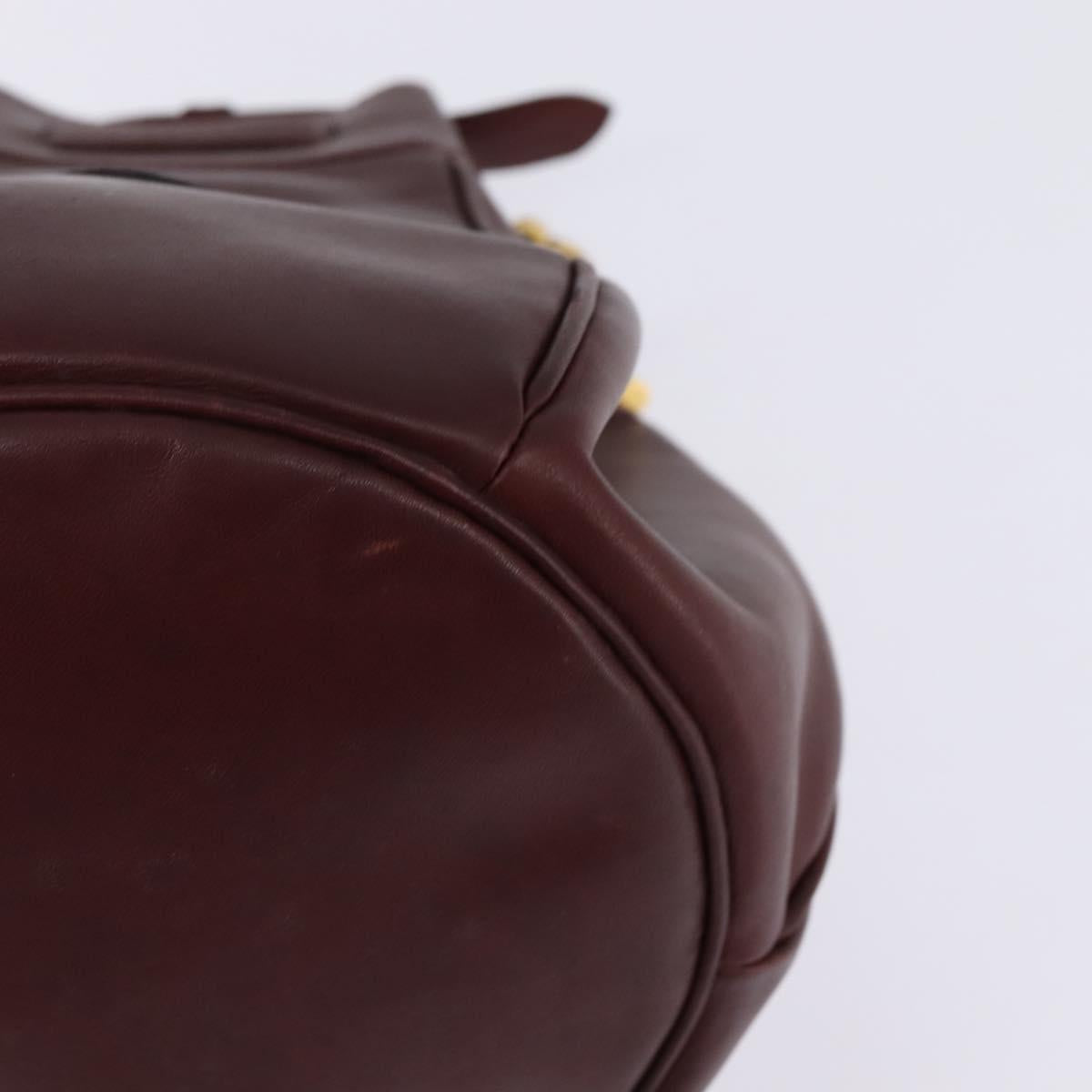 CARTIER Must Line Shoulder Bag Leather Bordeaux Gold Auth BA6387