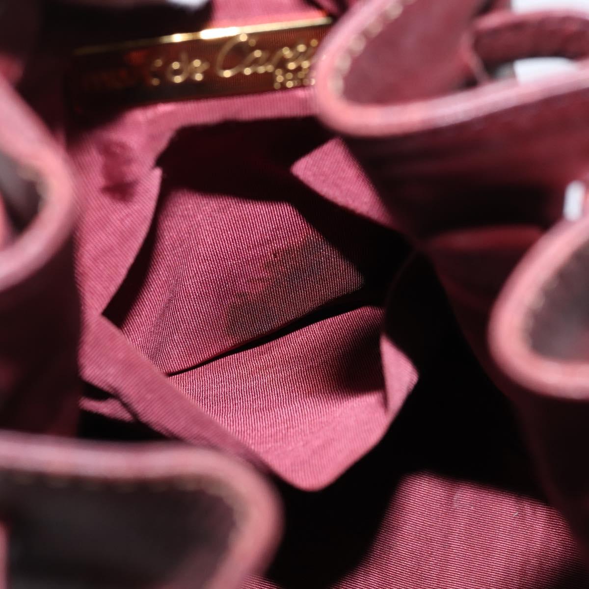 CARTIER Must Line Shoulder Bag Leather Bordeaux Gold Auth BA6388