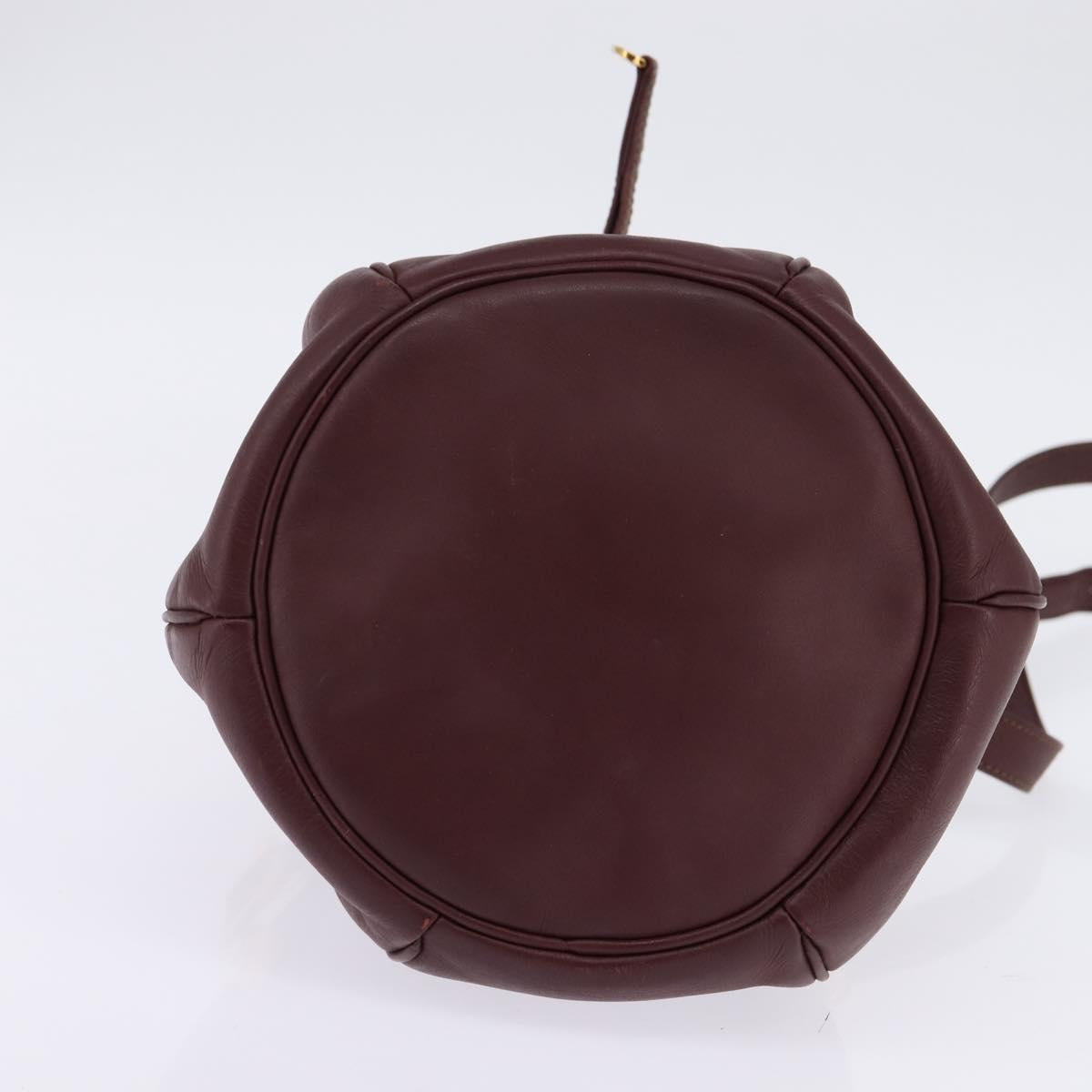CARTIER Must Line Shoulder Bag Leather Bordeaux Gold Auth BA6388