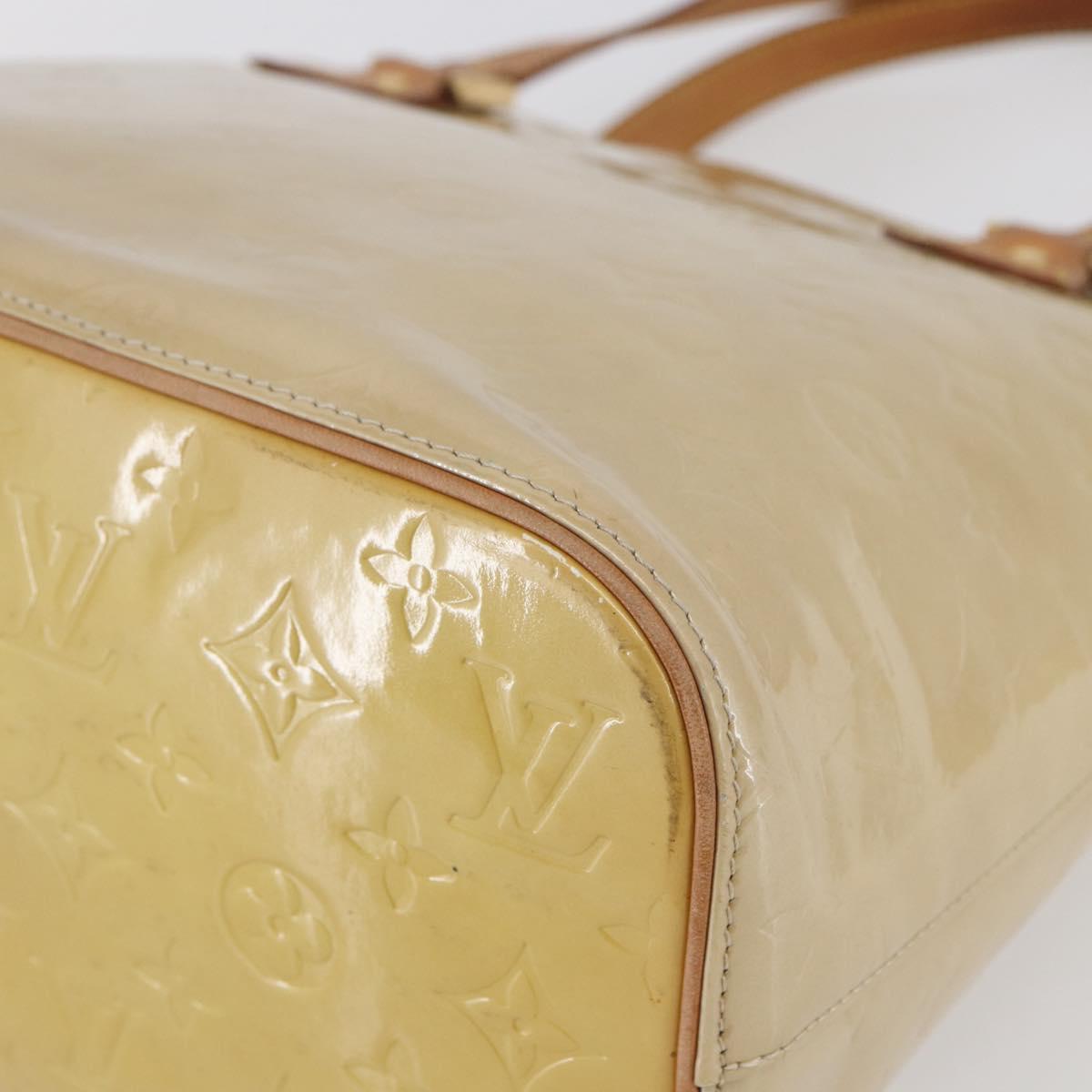 LOUIS VUITTON Monogram Vernis Houston Hand Bag Beige M91004 LV Auth BA6408