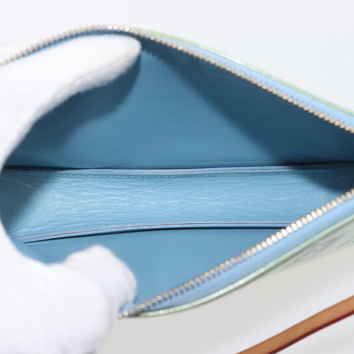 LOUIS VUITTON Monogram Vernis Lexington Pouch Baby Blue M91011 LV Auth BA6411