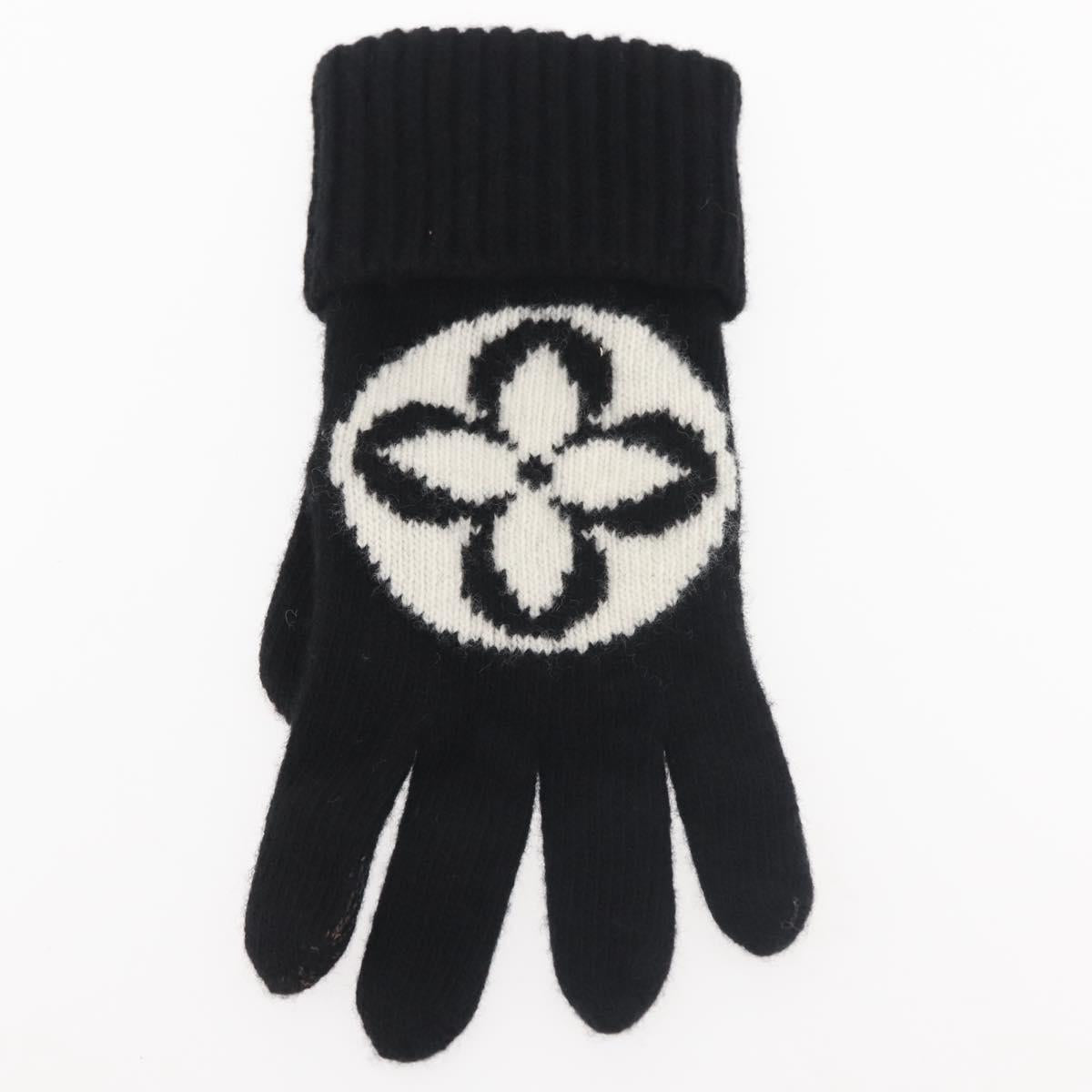 LOUIS VUITTON Globemail LV Medallion Gloves Wool Black M79307 LV Auth BA6433