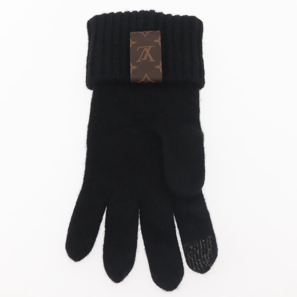 LOUIS VUITTON Globemail LV Medallion Gloves Wool Black M79307 LV Auth BA6433