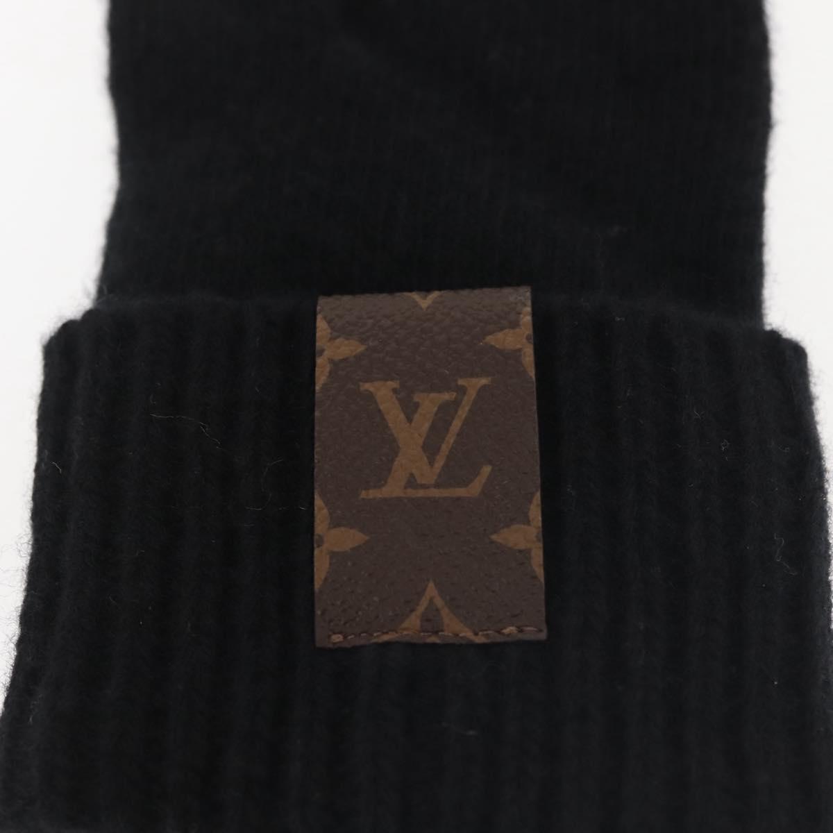 LOUIS VUITTON Globemail LV Medallion Gloves Wool Black M79307 LV Auth BA6433