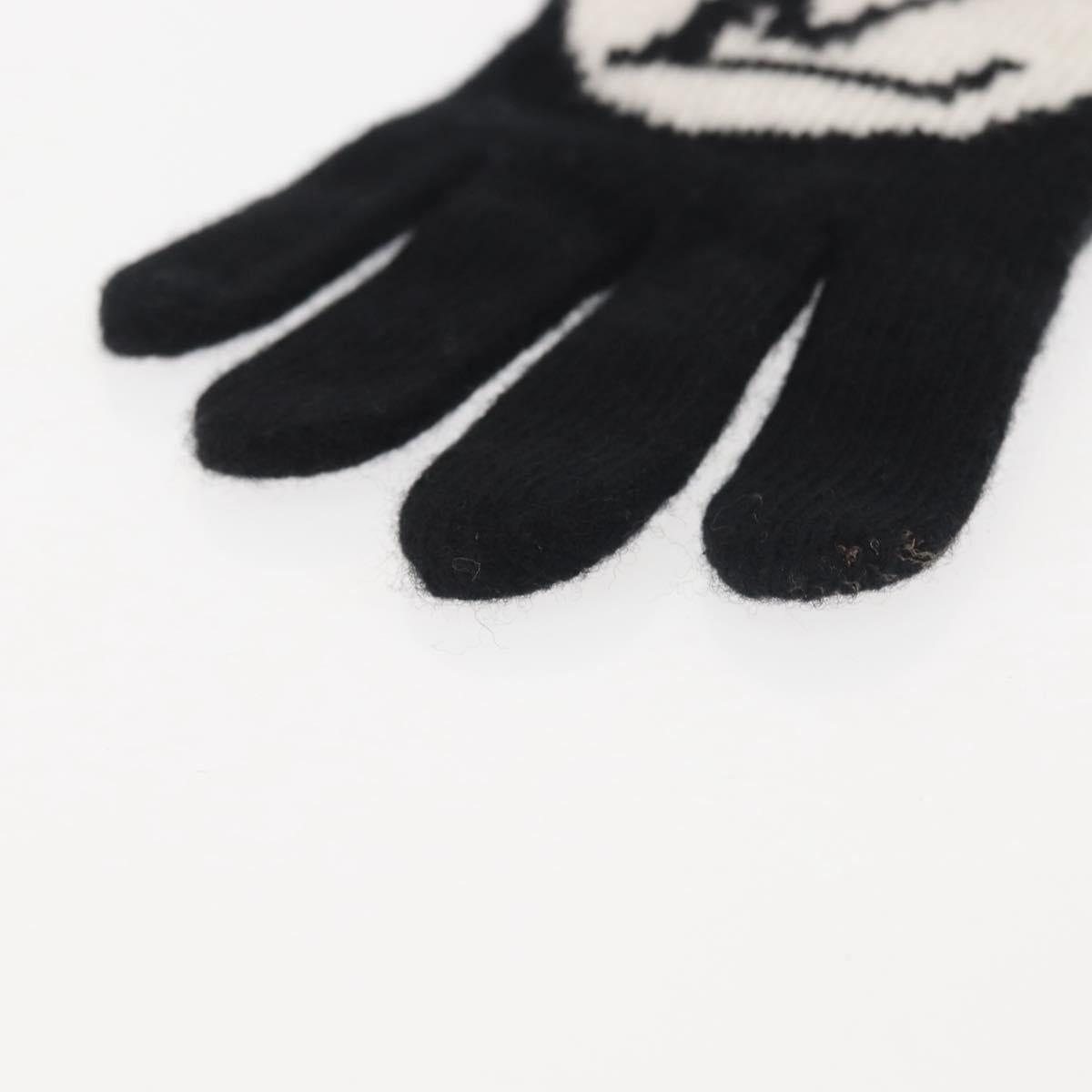 LOUIS VUITTON Globemail LV Medallion Gloves Wool Black M79307 LV Auth BA6433