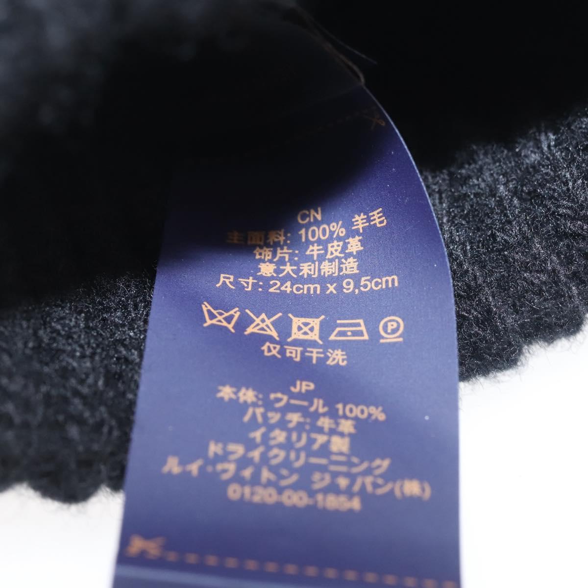 LOUIS VUITTON Globemail LV Medallion Gloves Wool Black M79307 LV Auth BA6433