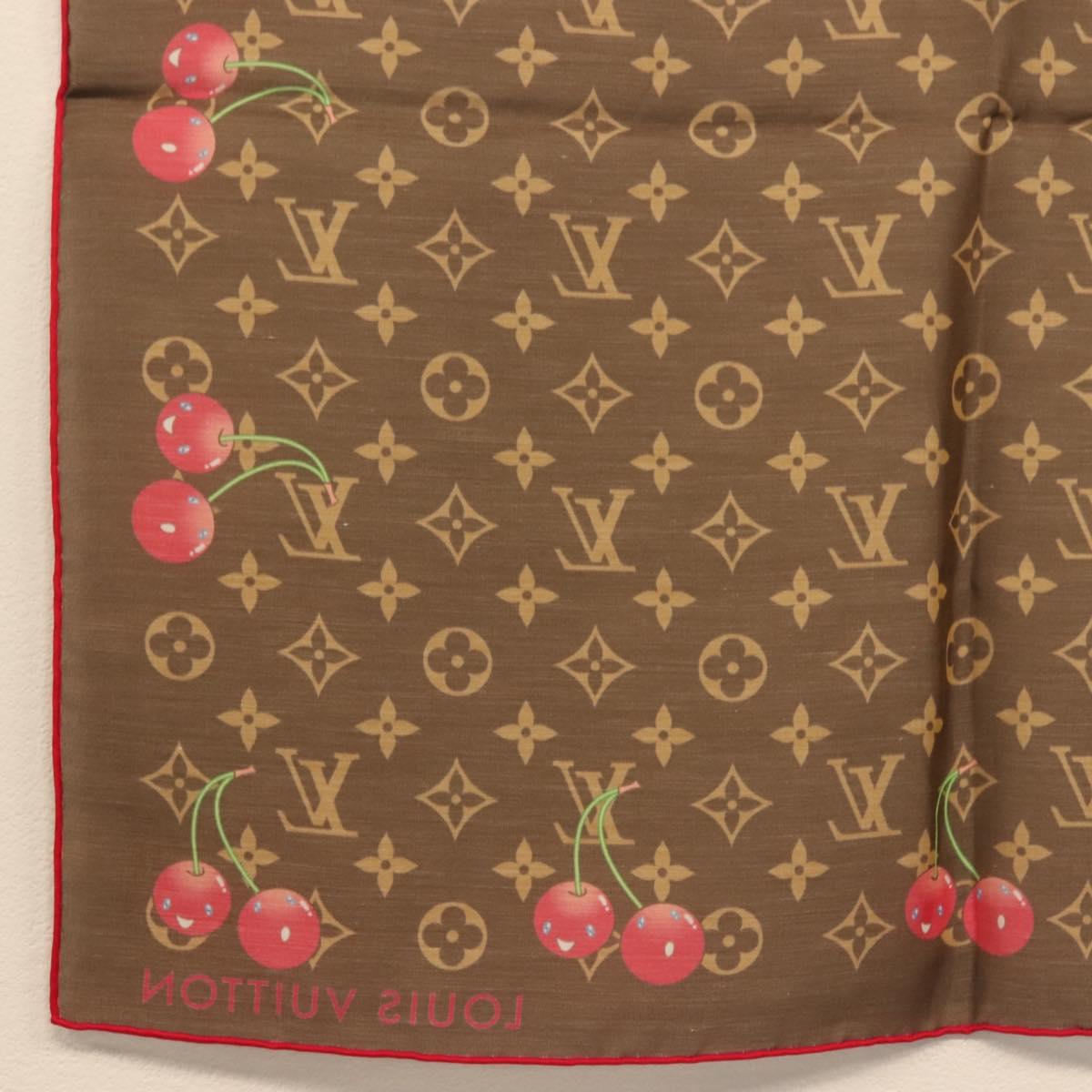LOUIS VUITTON Monogram Cherry Carre 55 Scarf M96090 LV Auth BA6434