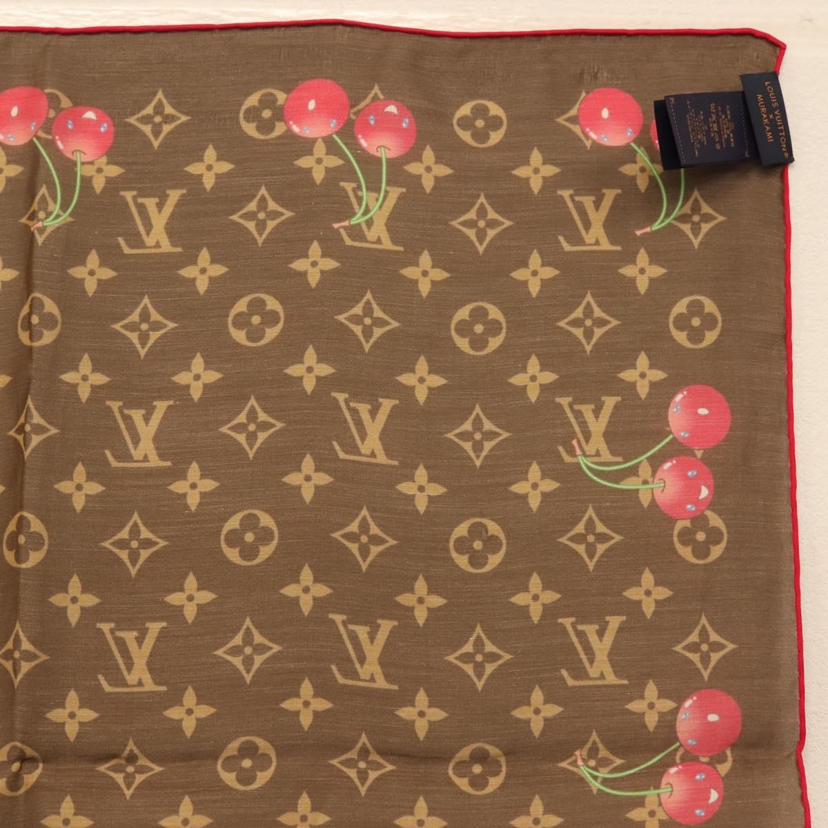 LOUIS VUITTON Monogram Cherry Carre 55 Scarf M96090 LV Auth BA6434