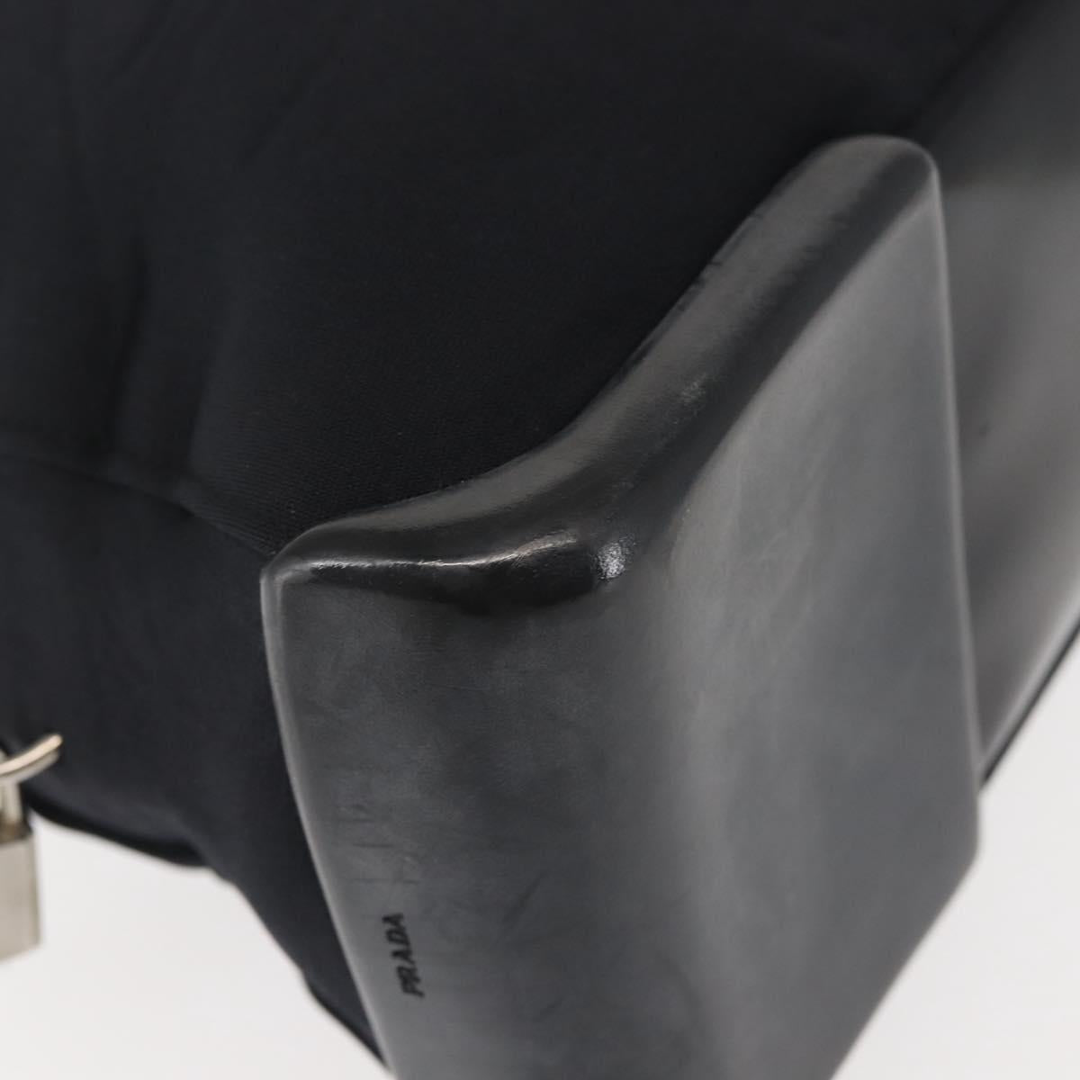 PRADA Tote Bag Nylon Black Silver Auth BA6439