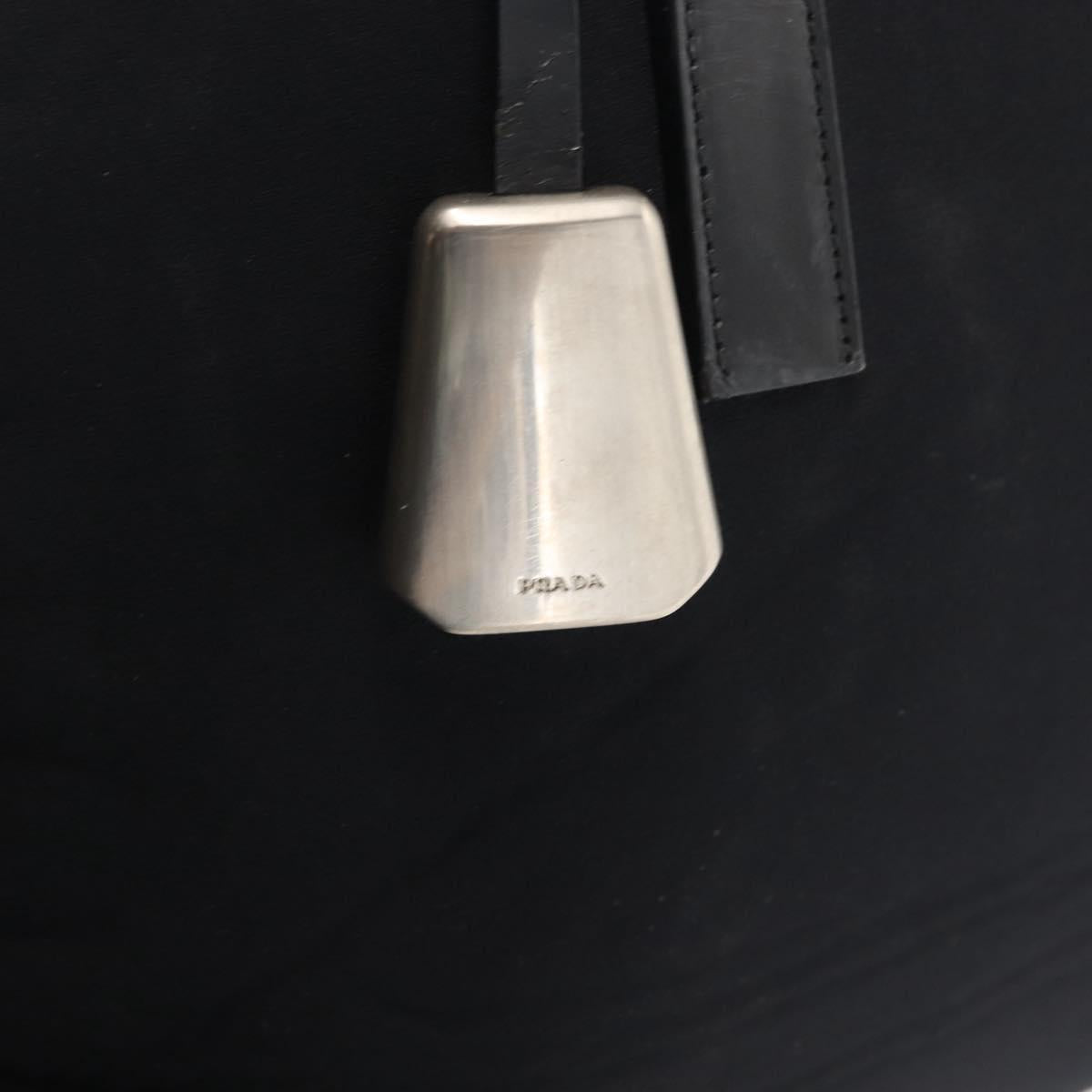 PRADA Tote Bag Nylon Black Silver Auth BA6439