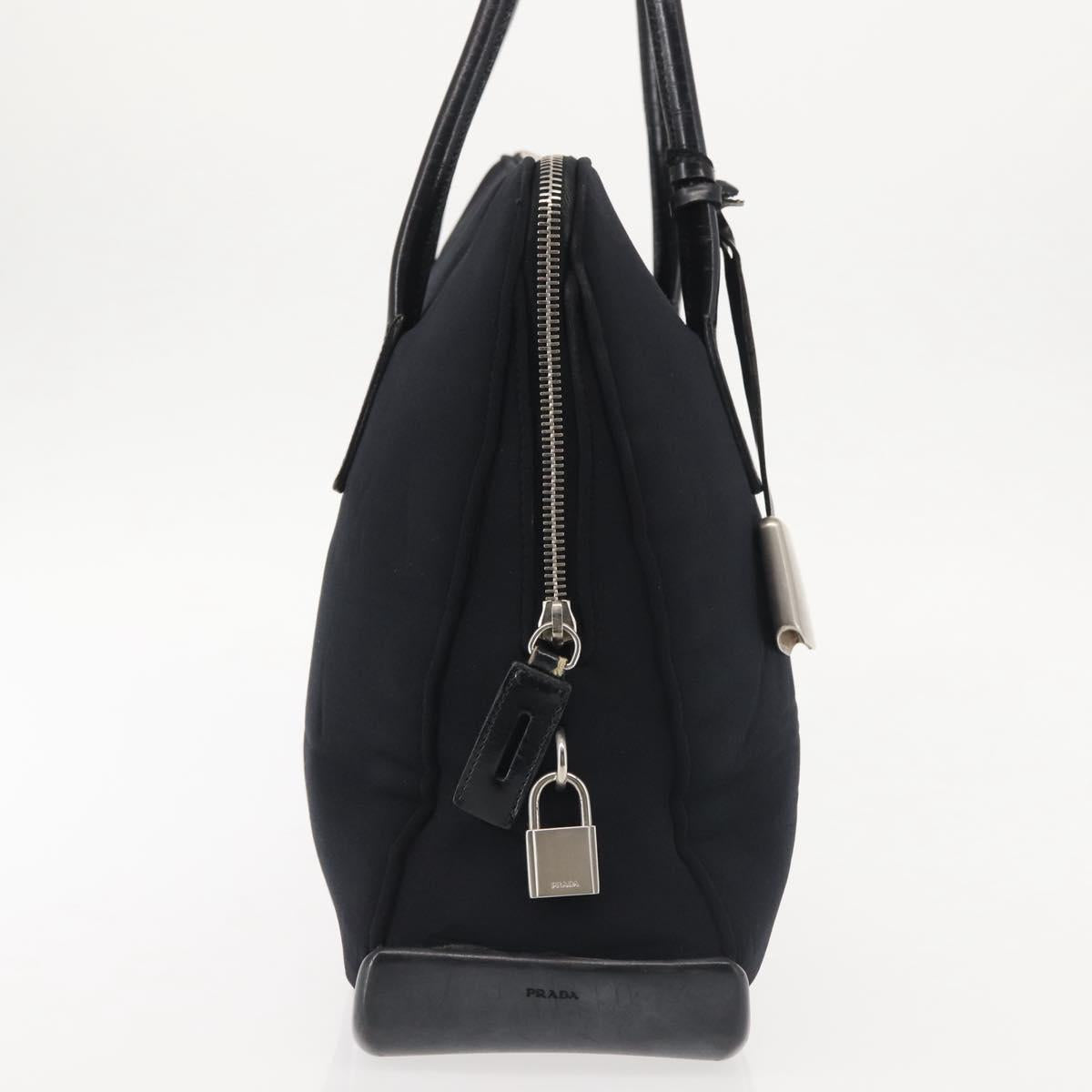 PRADA Tote Bag Nylon Black Silver Auth BA6439