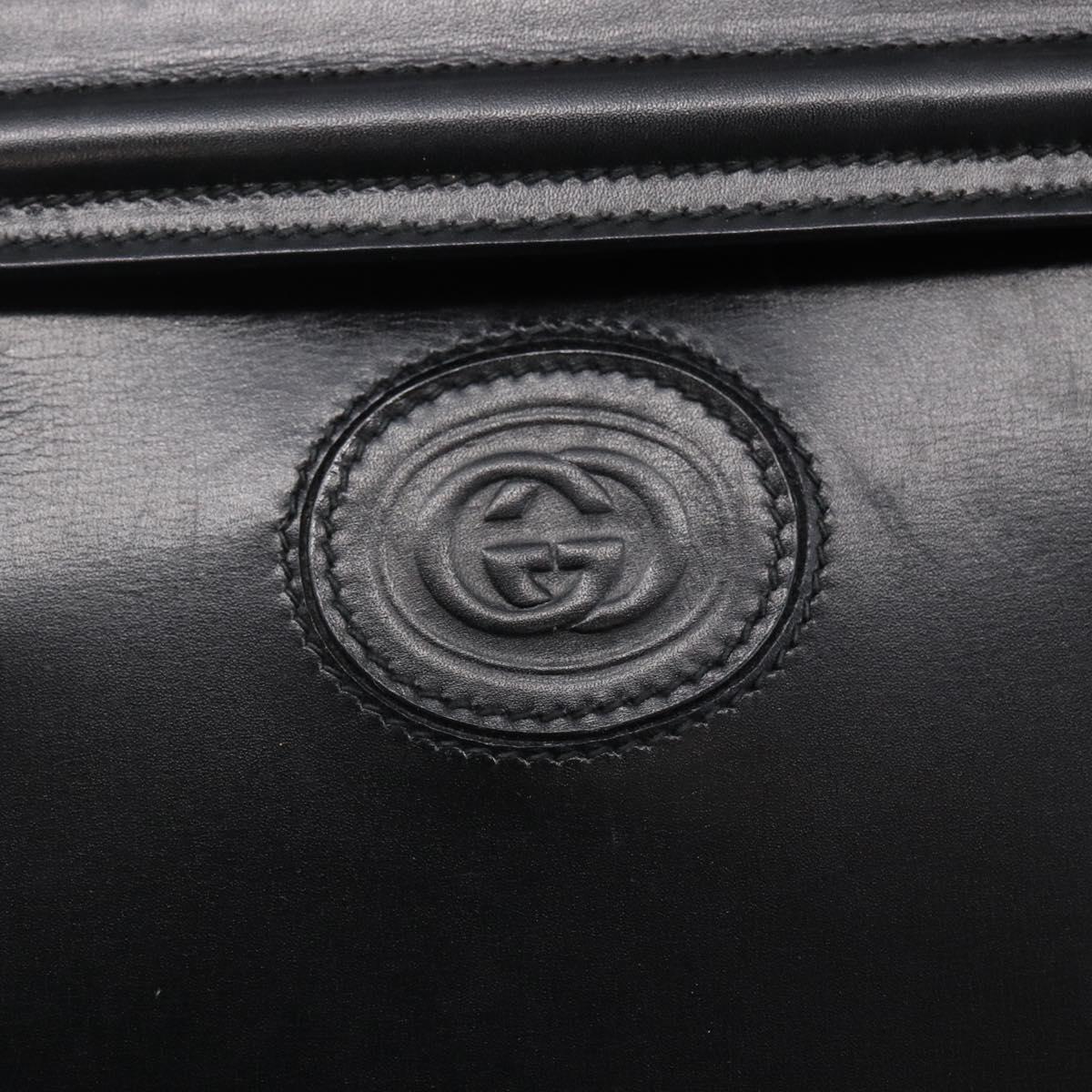 GUCCI Hand Bag Leather Black Gold 000 46 0079 Auth BA6441