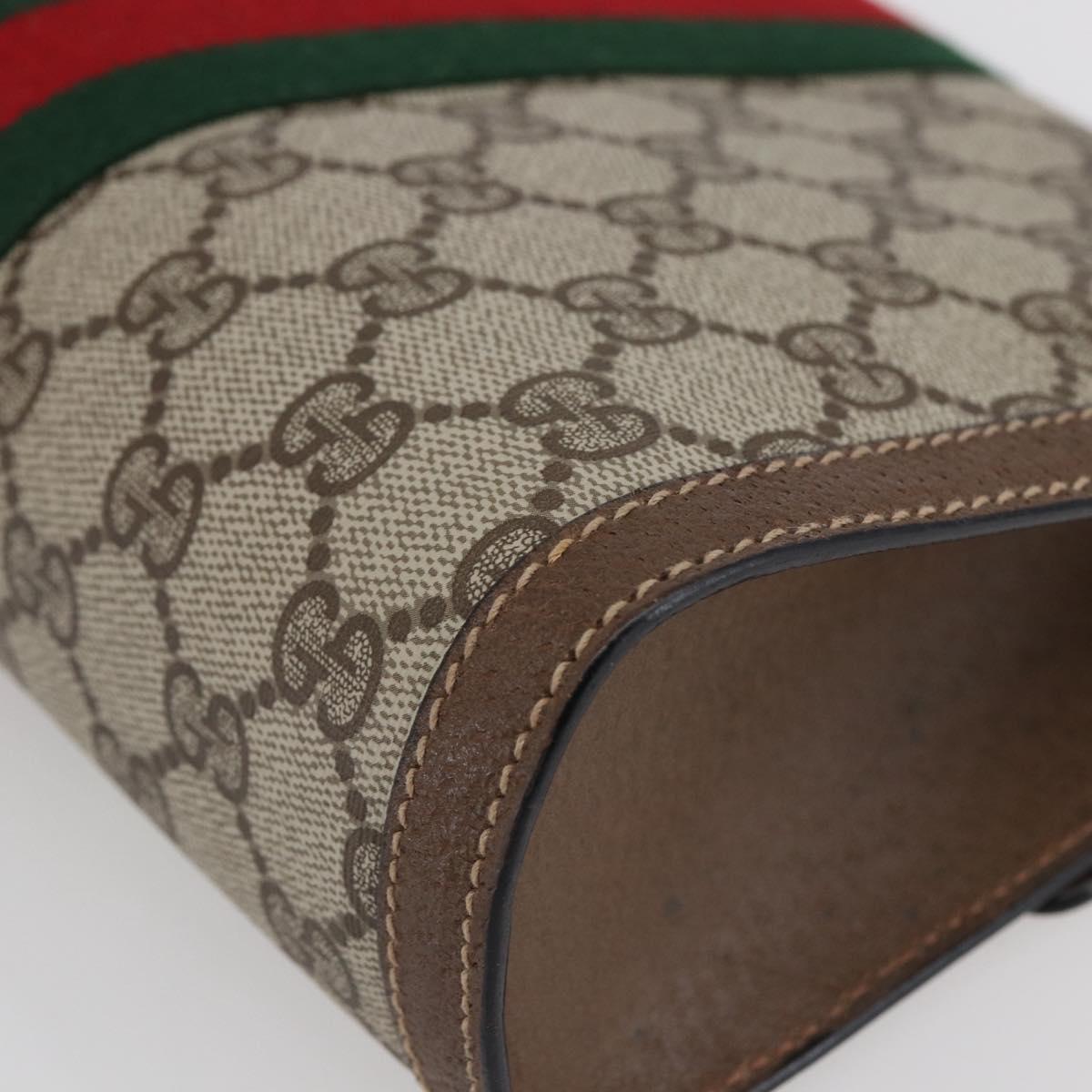 GUCCI GG Supreme Web Sherry Line Clutch Bag PVC Beige Gold 89 01 006 Auth BA6443