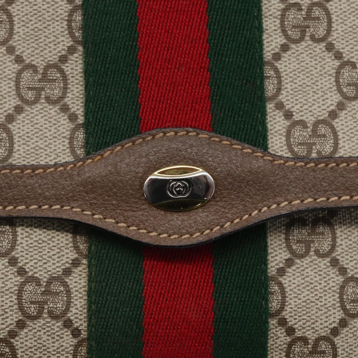 GUCCI GG Supreme Web Sherry Line Clutch Bag PVC Beige Gold 89 01 006 Auth BA6443
