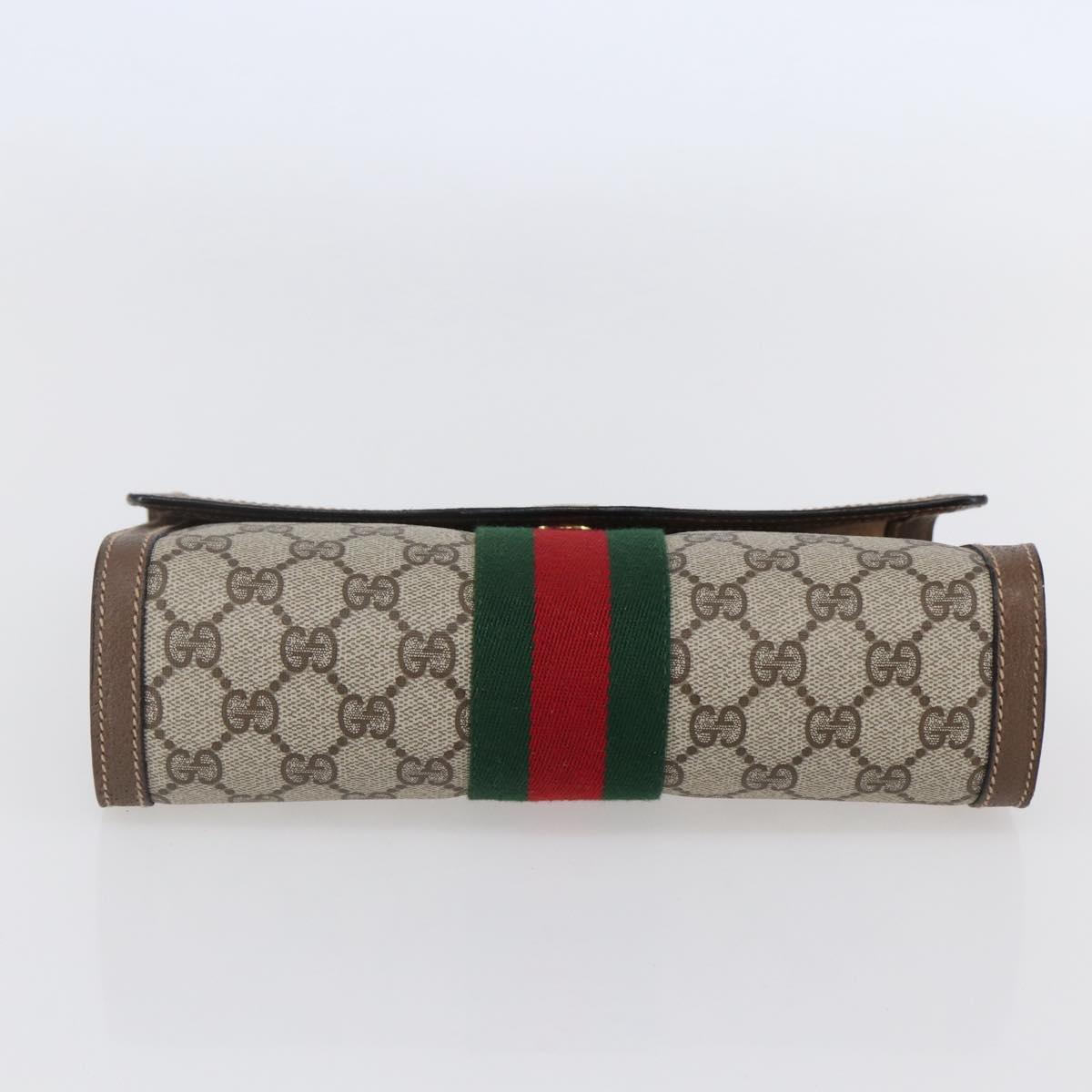 GUCCI GG Supreme Web Sherry Line Clutch Bag PVC Beige Gold 89 01 006 Auth BA6443