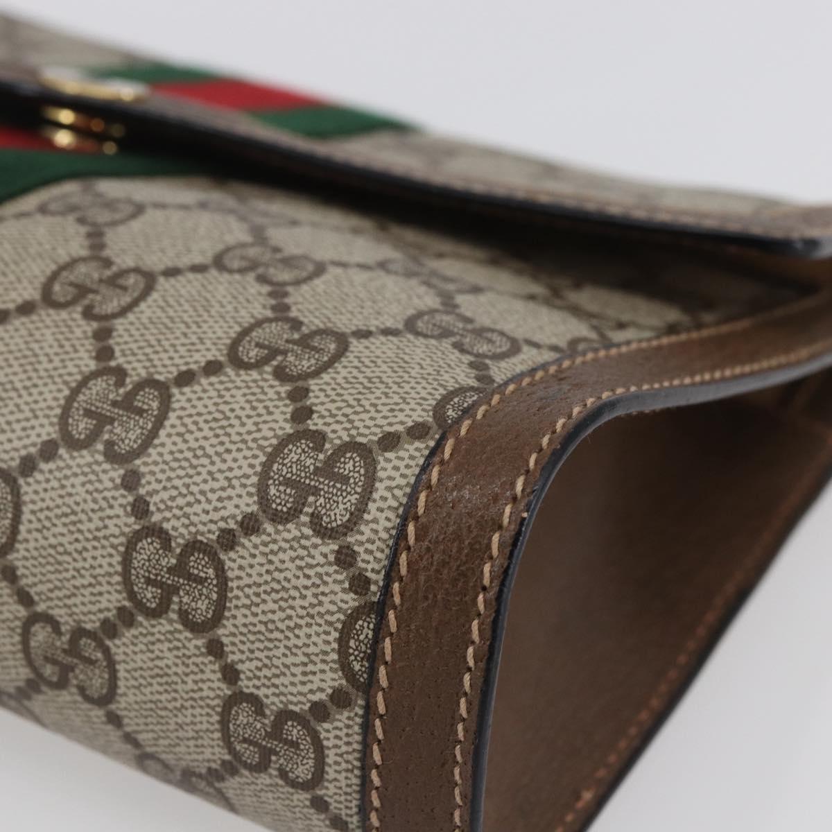 GUCCI GG Supreme Web Sherry Line Clutch Bag PVC Beige Gold 89 01 006 Auth BA6443