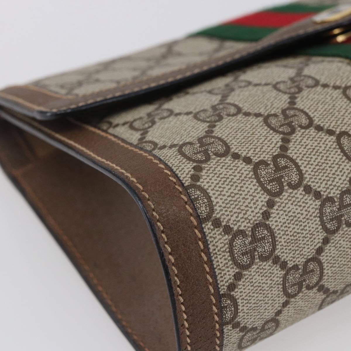 GUCCI GG Supreme Web Sherry Line Clutch Bag PVC Beige Gold 89 01 006 Auth BA6443