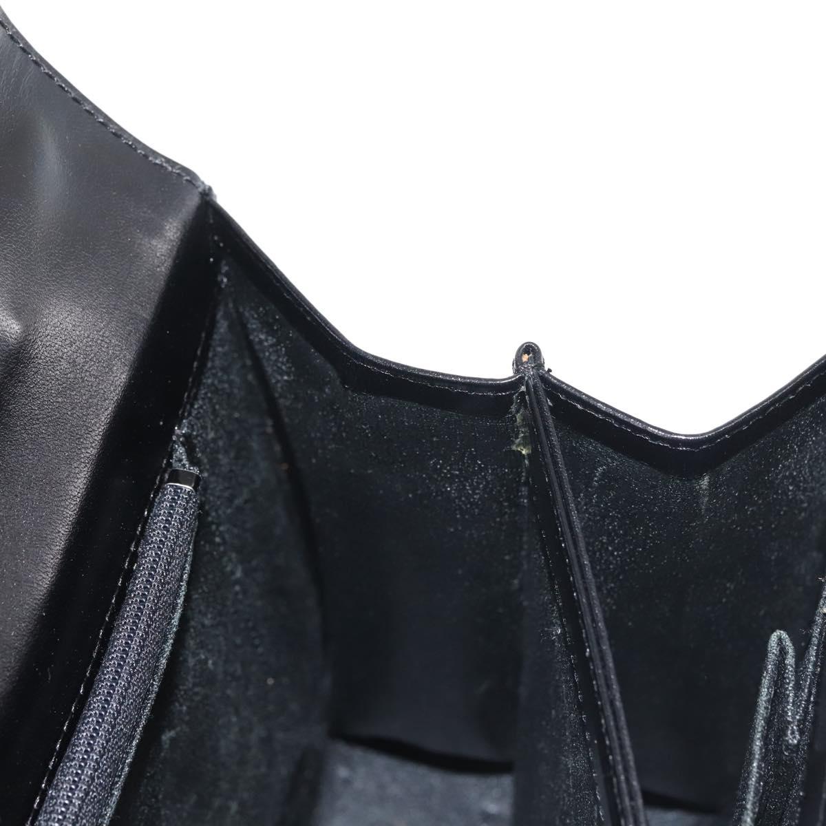 GIVENCHY Hand Bag Leather Black Gold Auth BA6452