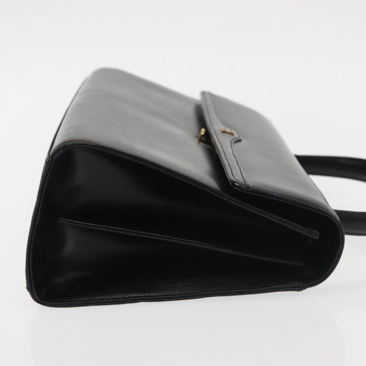 GIVENCHY Hand Bag Leather Black Gold Auth BA6452