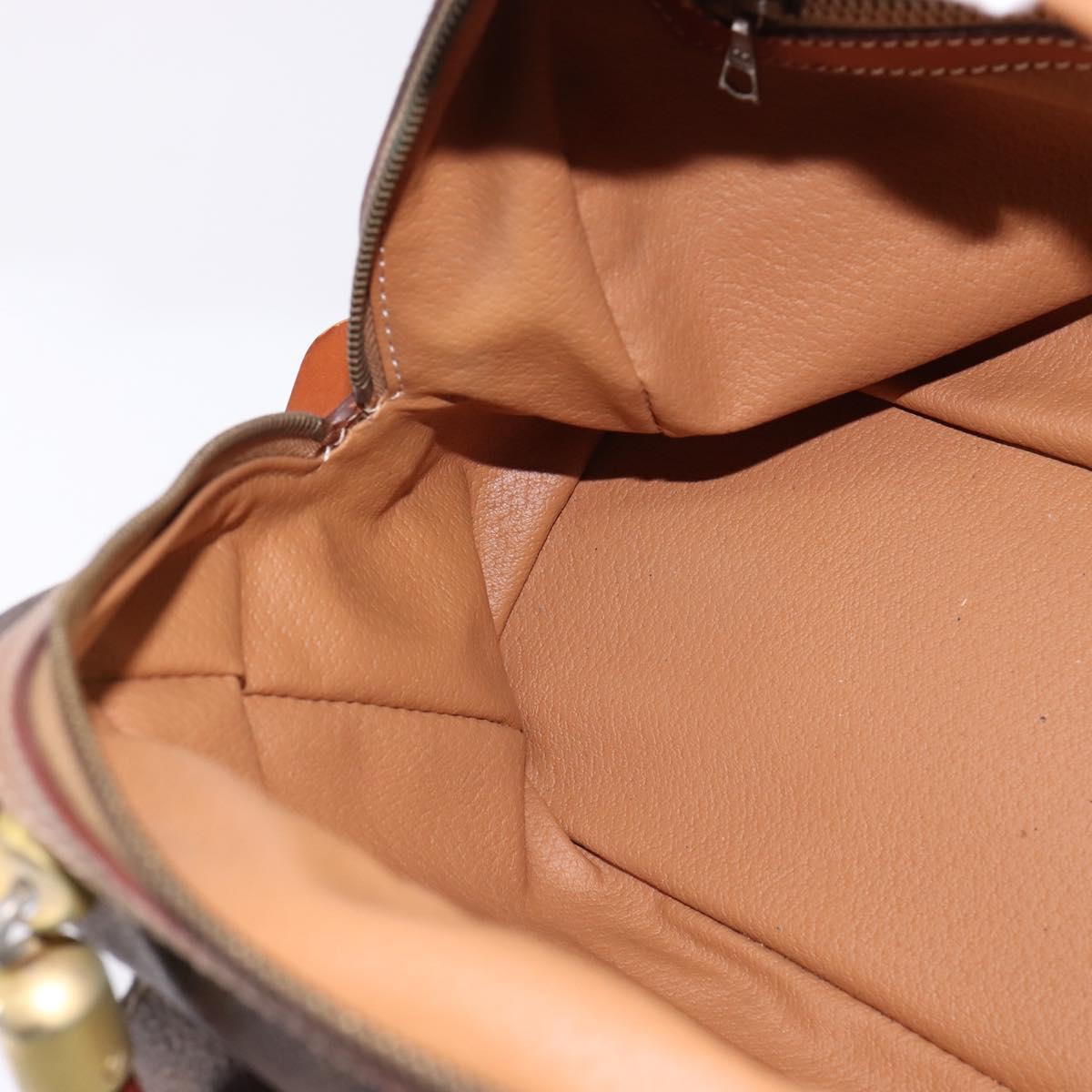 CELINE Macadam Canvas Hand Bag PVC Leather Brown Gold Auth BA6456