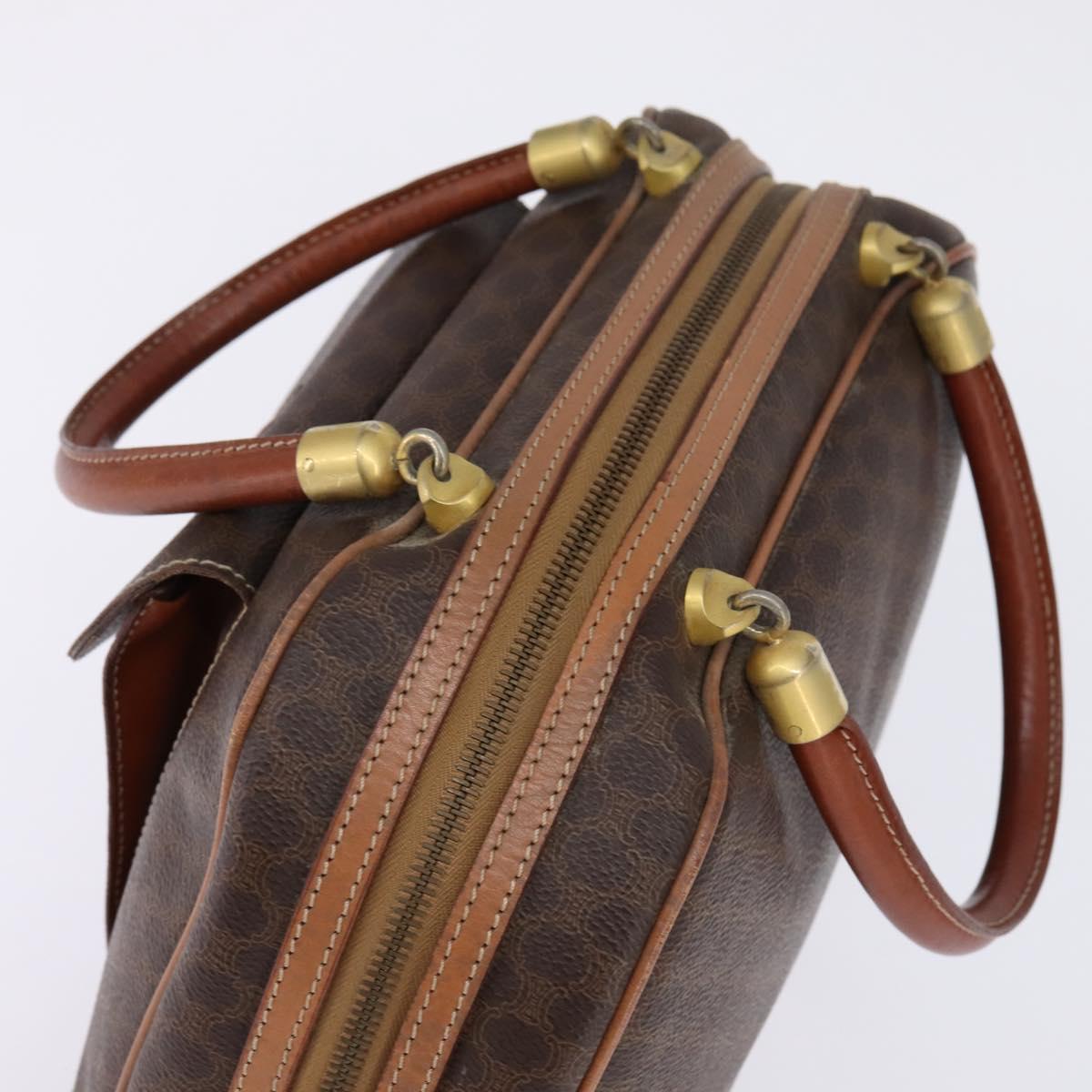 CELINE Macadam Canvas Hand Bag PVC Leather Brown Gold Auth BA6456