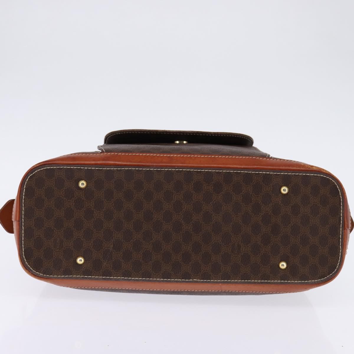 CELINE Macadam Canvas Hand Bag PVC Leather Brown Gold Auth BA6456