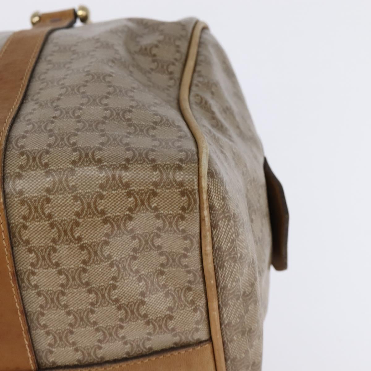CELINE Macadam Canvas Boston Bag PVC Beige Gold Auth BA6457