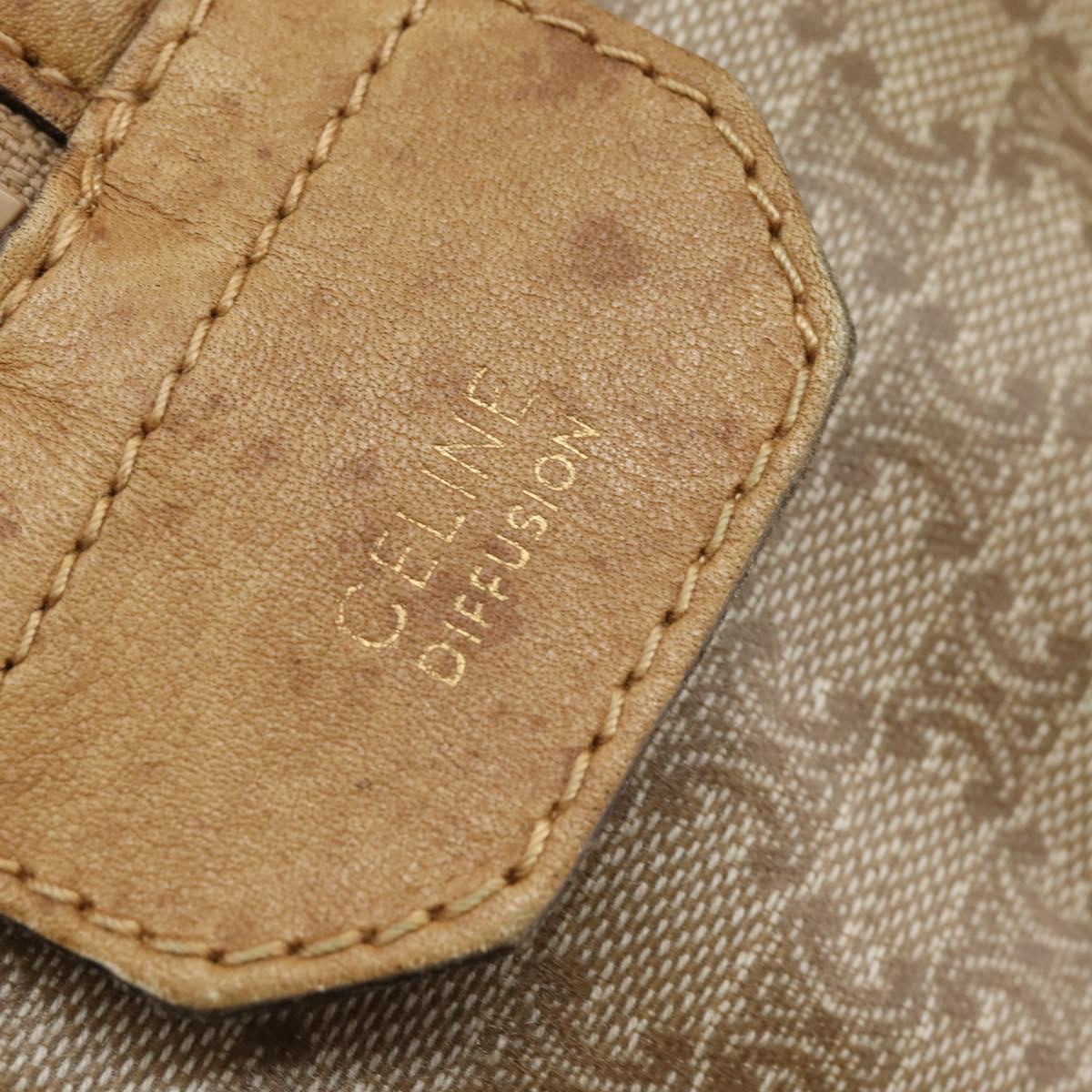 CELINE Macadam Canvas Boston Bag PVC Beige Gold Auth BA6457