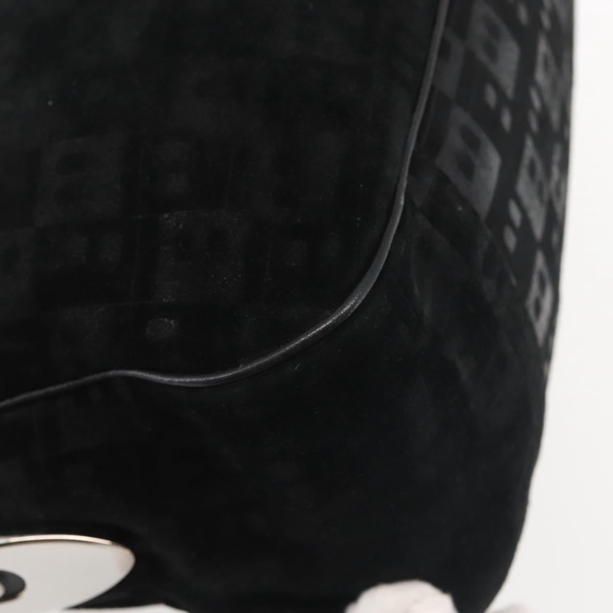 BALLY Shoulder Bag Suede Leather Black Silver Auth BA6459