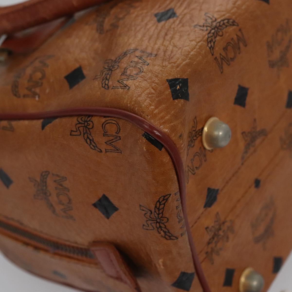 MCM Vicetos Logogram Hand Bag PVC Leather 2way Brown Gold Auth BA646