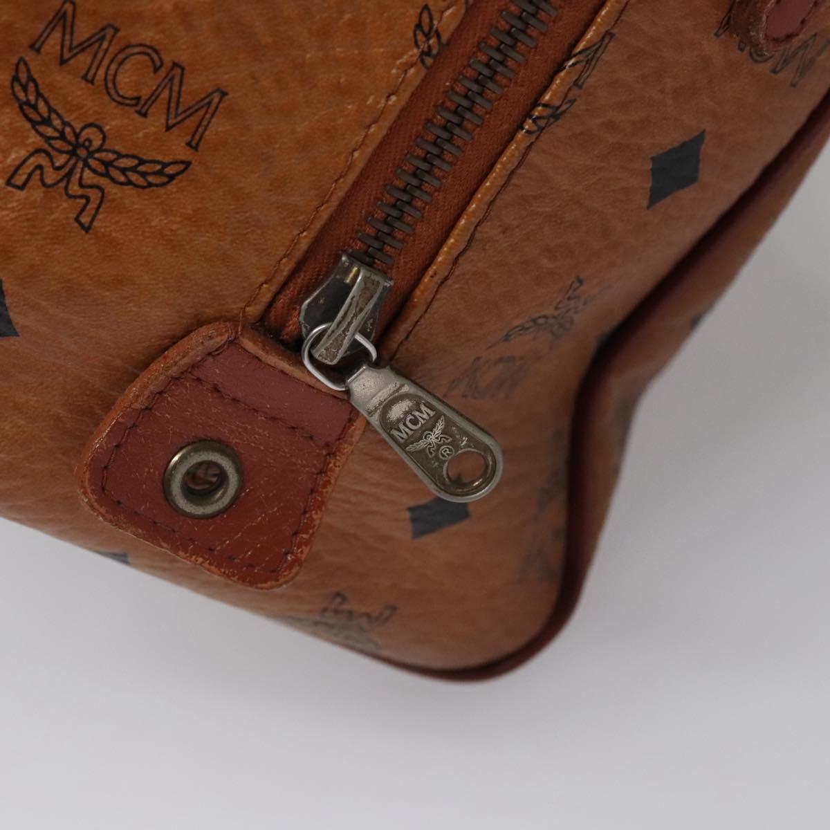 MCM Vicetos Logogram Hand Bag PVC Leather 2way Brown Gold Auth BA646