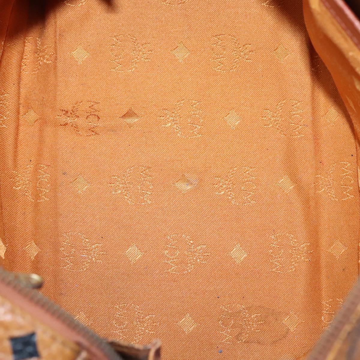 MCM Vicetos Logogram Hand Bag PVC Leather 2way Brown Gold Auth BA646