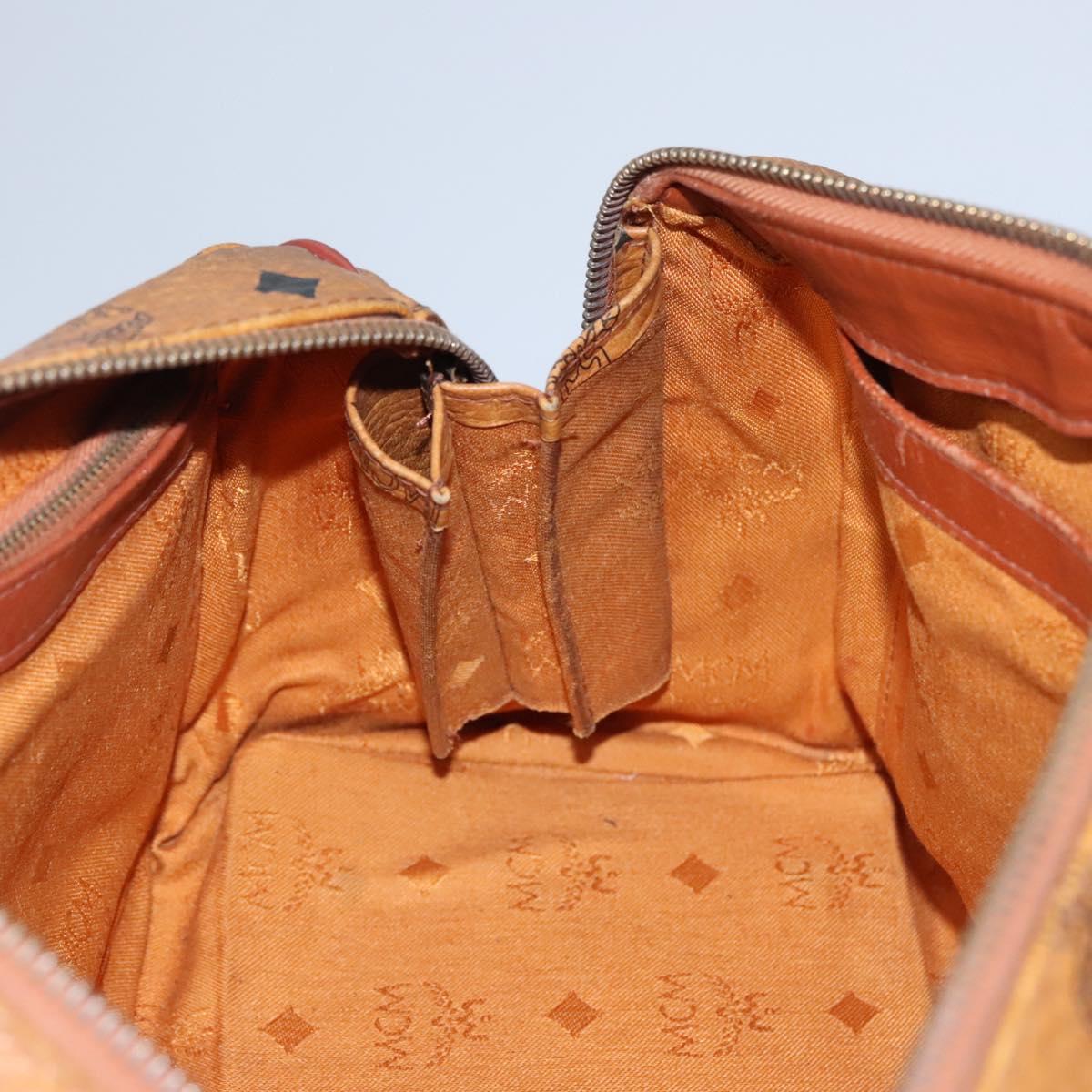 MCM Vicetos Logogram Hand Bag PVC Leather 2way Brown Gold Auth BA646