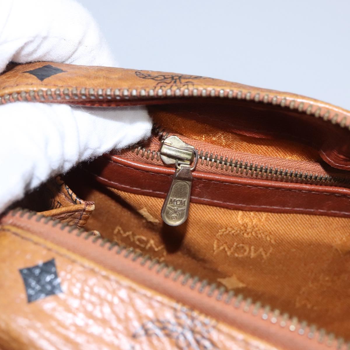 MCM Vicetos Logogram Hand Bag PVC Leather 2way Brown Gold Auth BA646