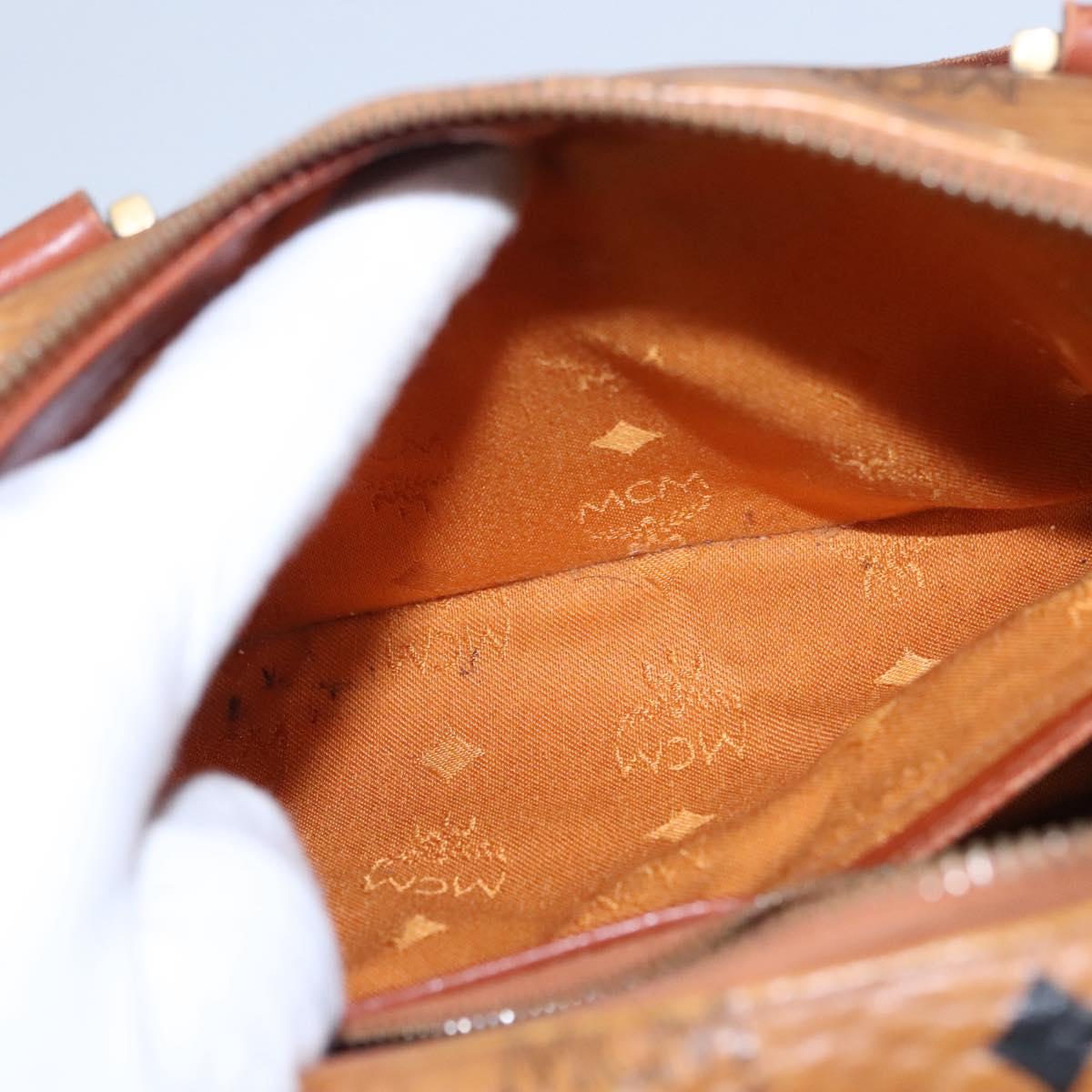 MCM Vicetos Logogram Hand Bag PVC Leather 2way Brown Gold Auth BA646