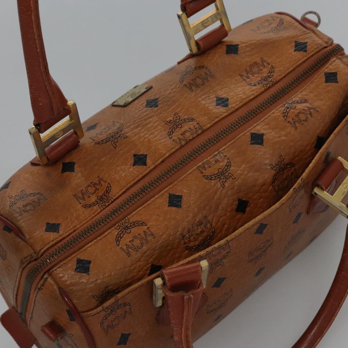 MCM Vicetos Logogram Hand Bag PVC Leather 2way Brown Gold Auth BA646