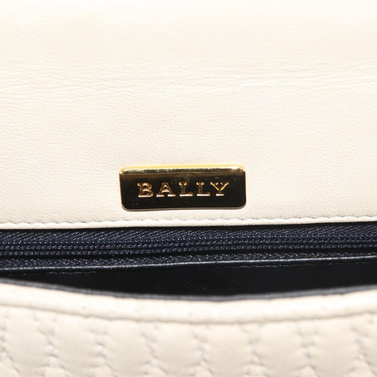 BALLY Quilted Hand Bag Leather Beige Gold Auth BA6460