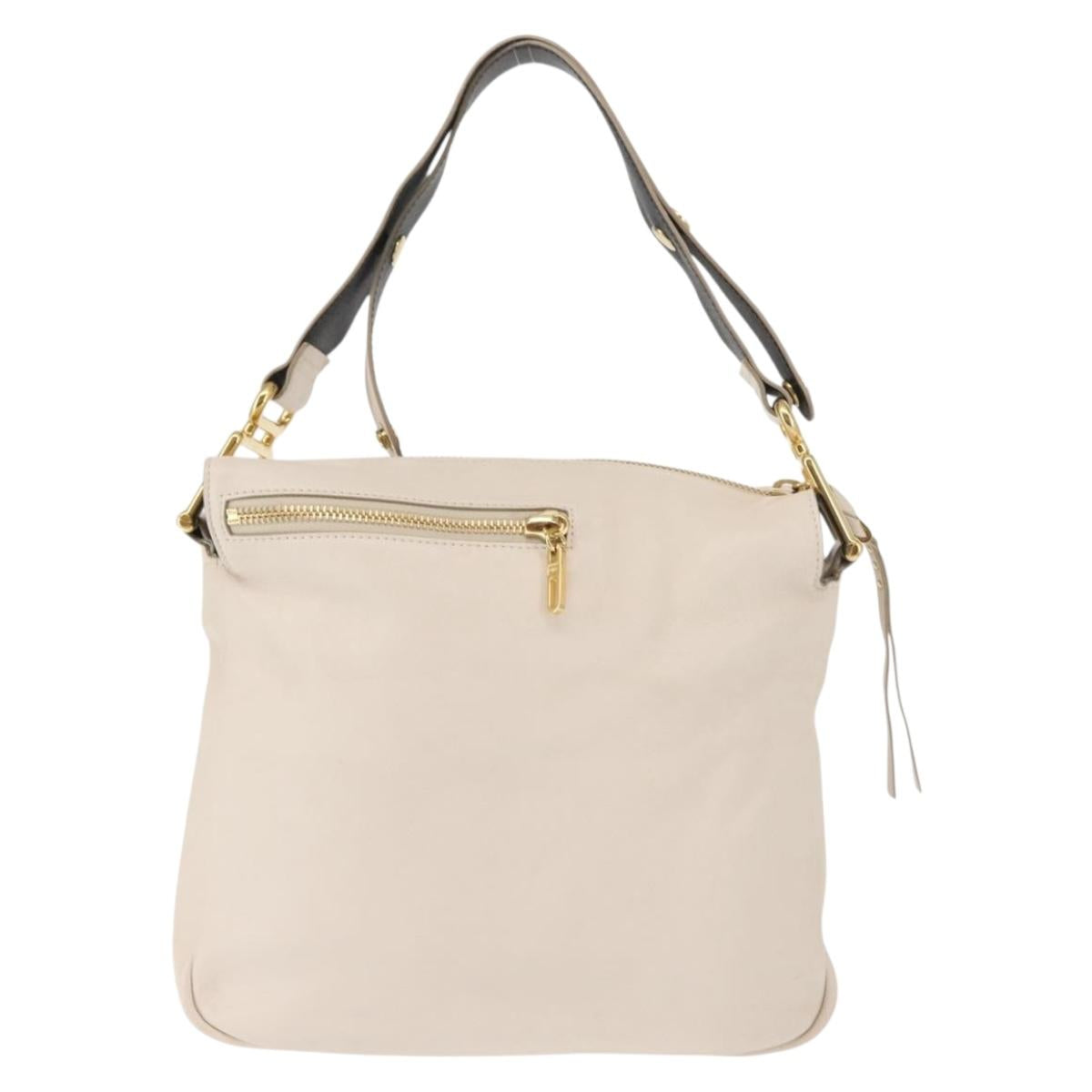 Chloe Vanessa G Shoulder Bag Leather Ivory Gold Auth BA6461