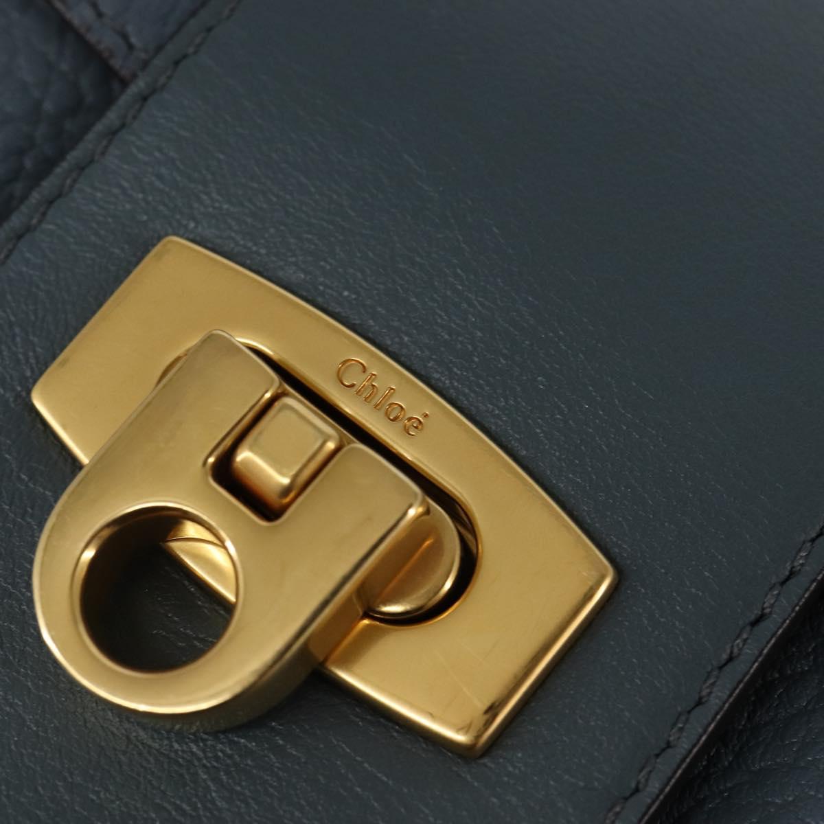 Chloe Shoulder Bag Leather Light Blue Gold Auth BA6462