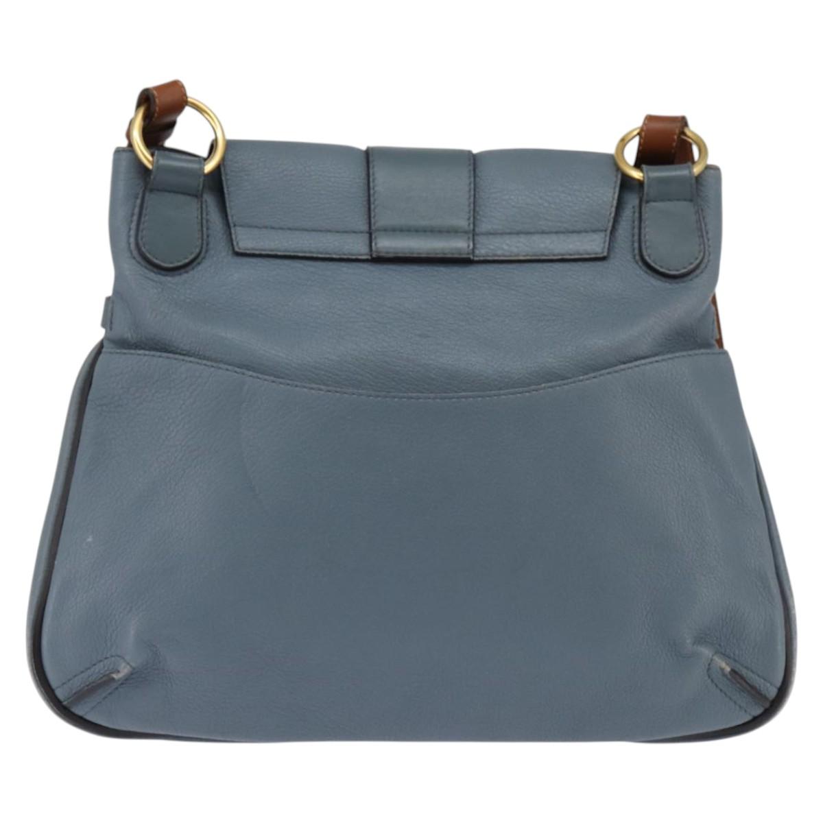 Chloe Shoulder Bag Leather Light Blue Gold Auth BA6462