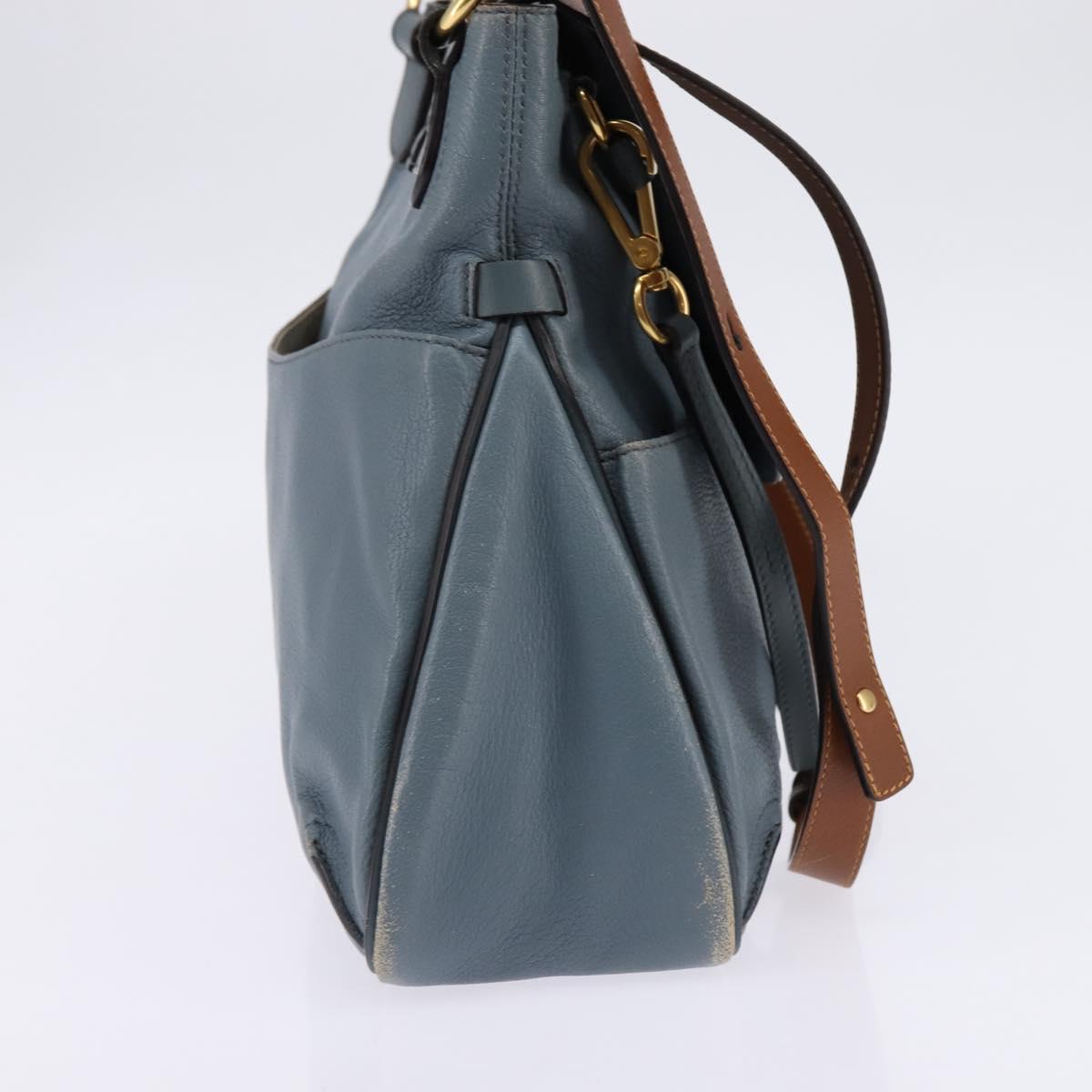 Chloe Shoulder Bag Leather Light Blue Gold Auth BA6462