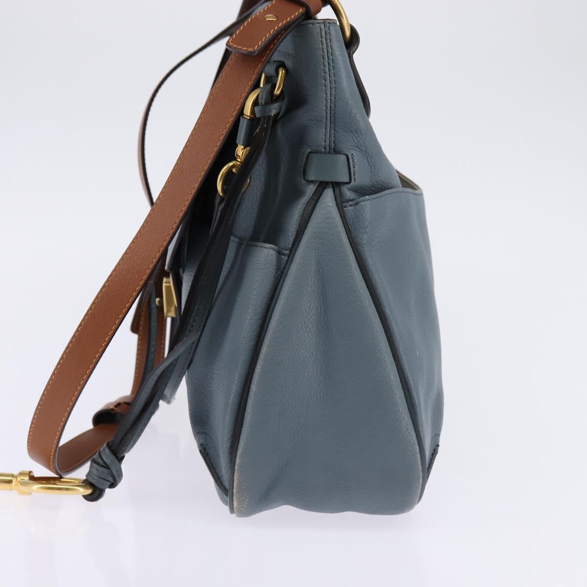 Chloe Shoulder Bag Leather Light Blue Gold Auth BA6462