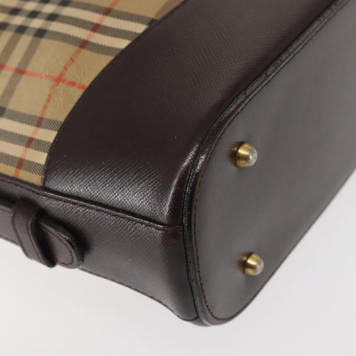 BURBERRY Nova Check Shoulder Bag Canvas Beige Gold Auth BA6463
