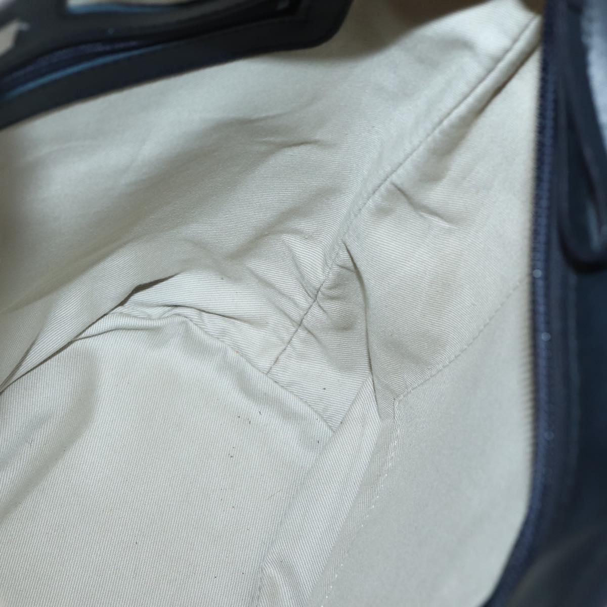 BURBERRY Tote Bag Canvas Leather White Silver Auth BA6465