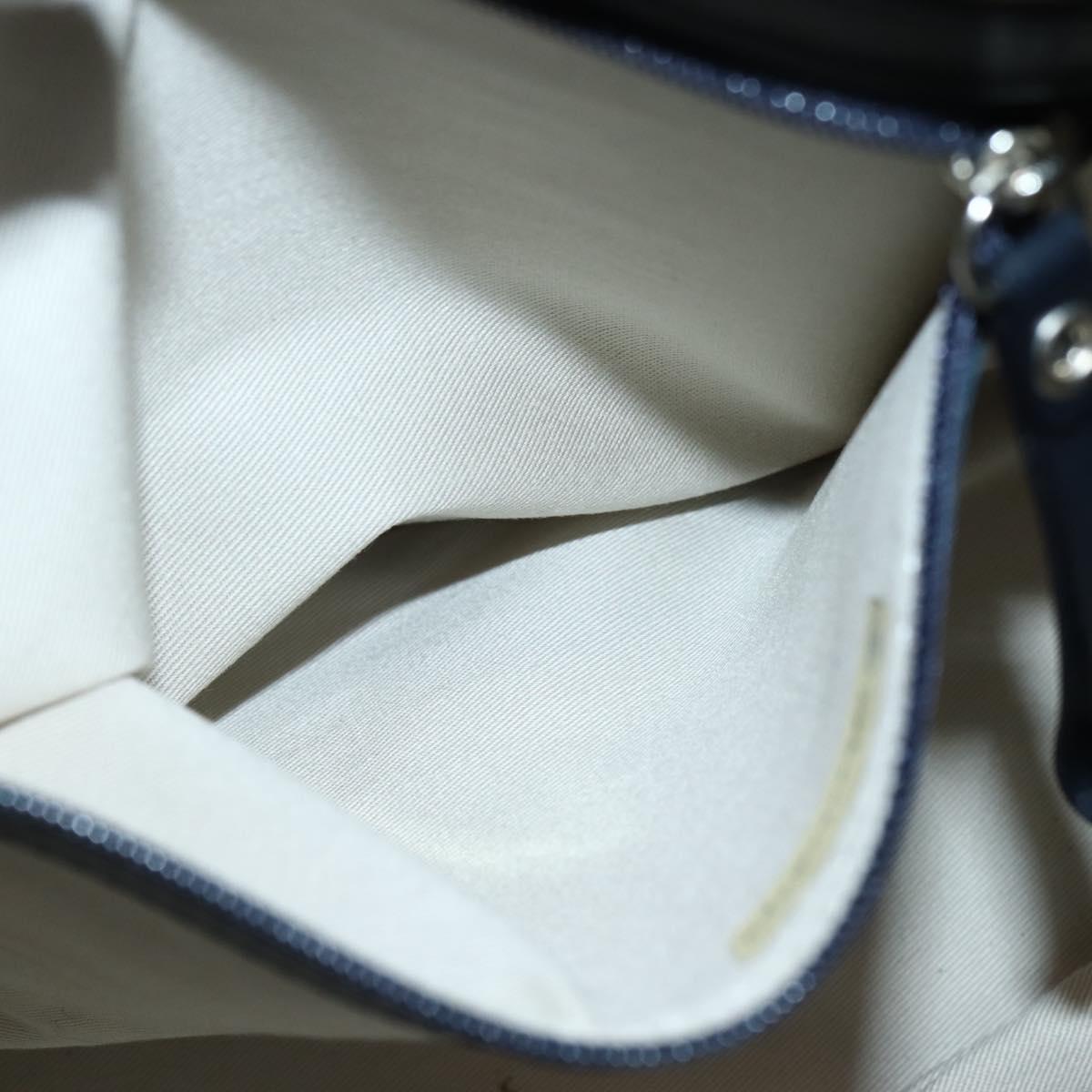 BURBERRY Tote Bag Canvas Leather White Silver Auth BA6465