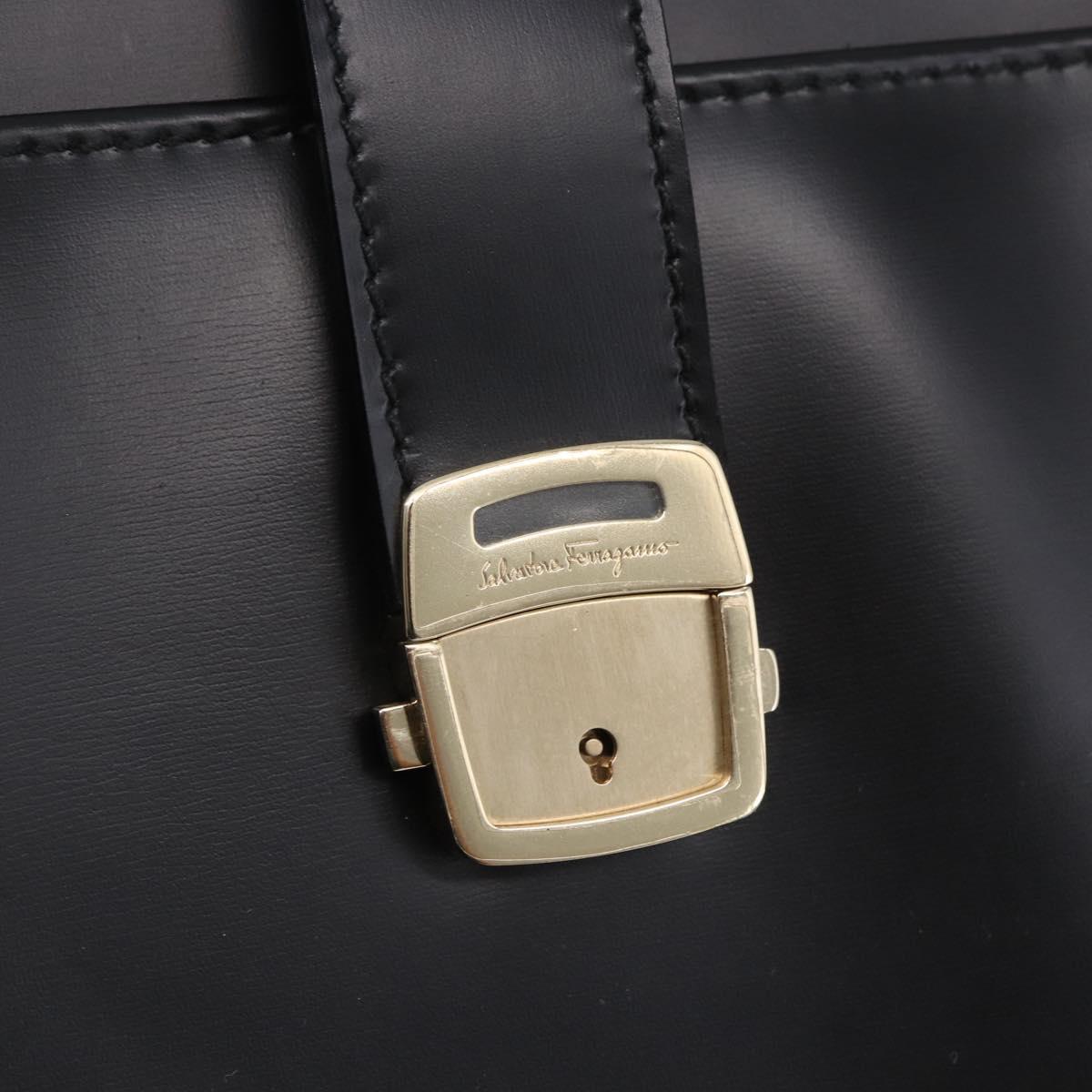 Salvatore Ferragamo Tote Bag Leather Black Auth BA6469