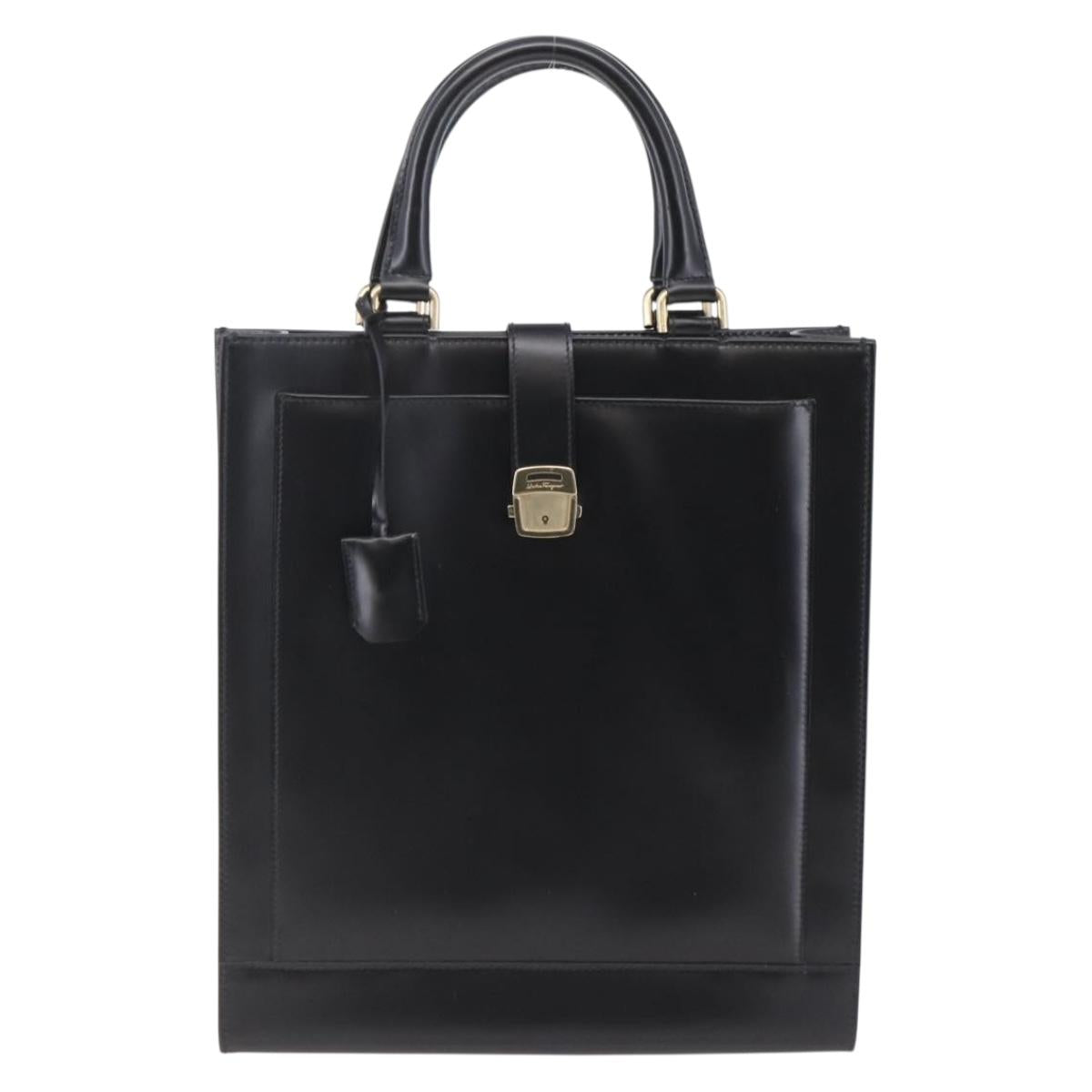 Salvatore Ferragamo Tote Bag Leather Black Auth BA6469