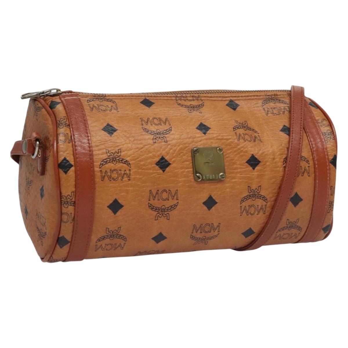 MCM Vicetos Logogram Shoulder Bag PVC Leather Brown Gold Auth BA647