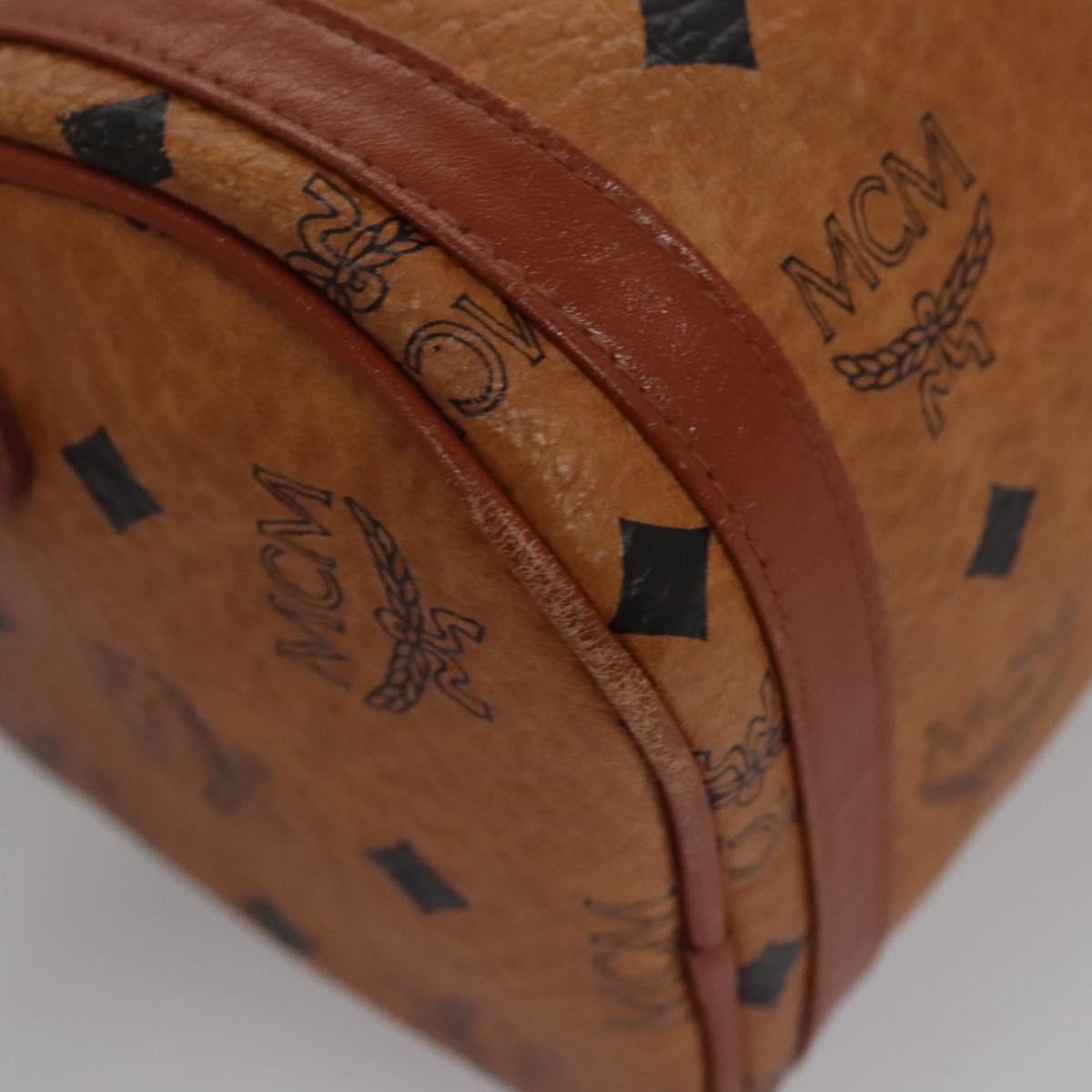 MCM Vicetos Logogram Shoulder Bag PVC Leather Brown Gold Auth BA647