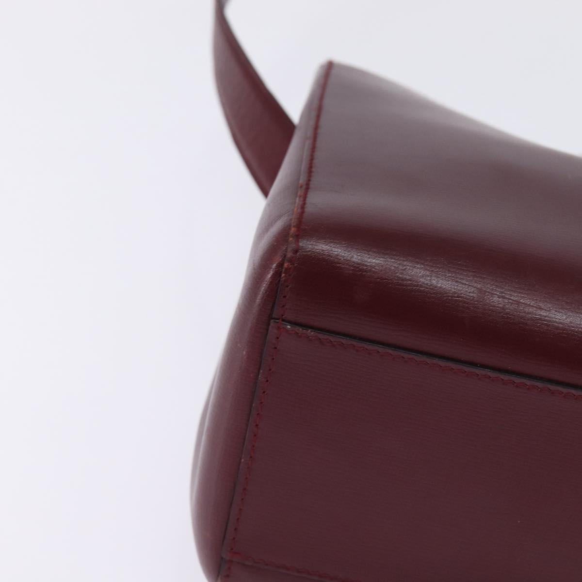 Cartier Shoulder Bag Leather Bordeaux Silver Auth BA6471